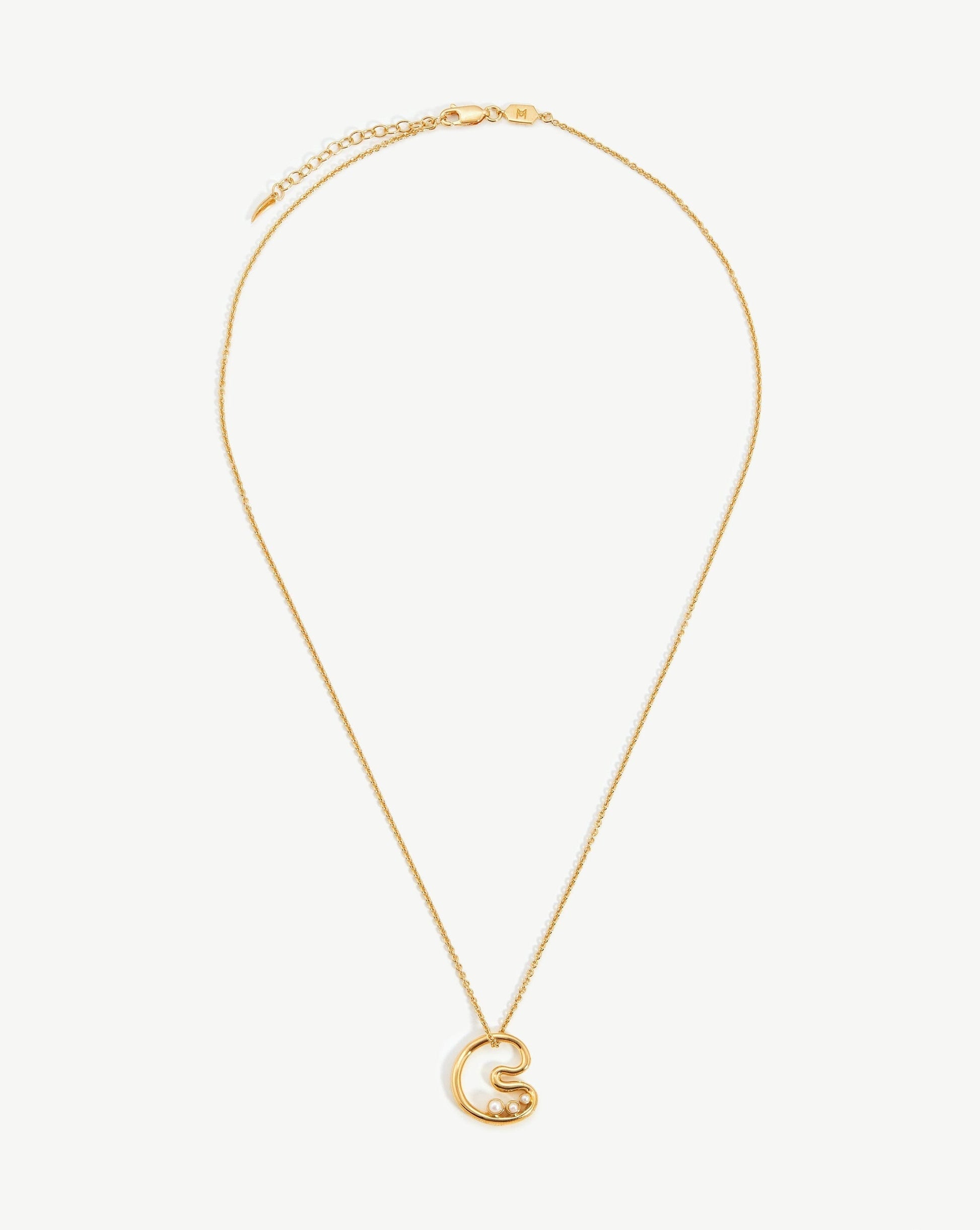 Chubby Pearl Initial Pendant Necklace - Initial C | 18ct Gold Plated Vermeil/Pearl Necklaces Missoma 