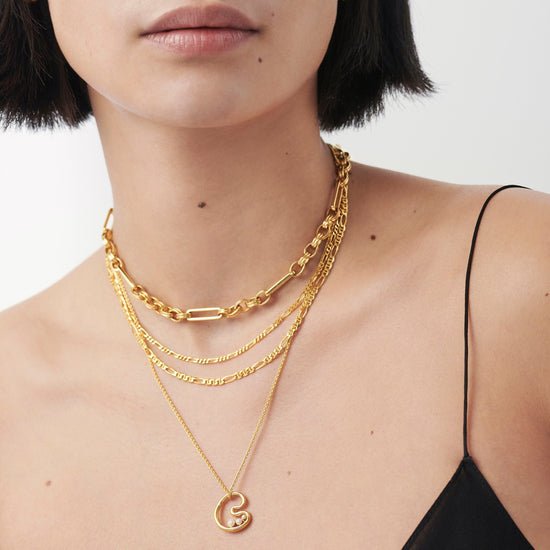 Chubby Pearl Initial Pendant Necklace - Initial C | 18ct Gold Plated Vermeil/Pearl Necklaces Missoma 