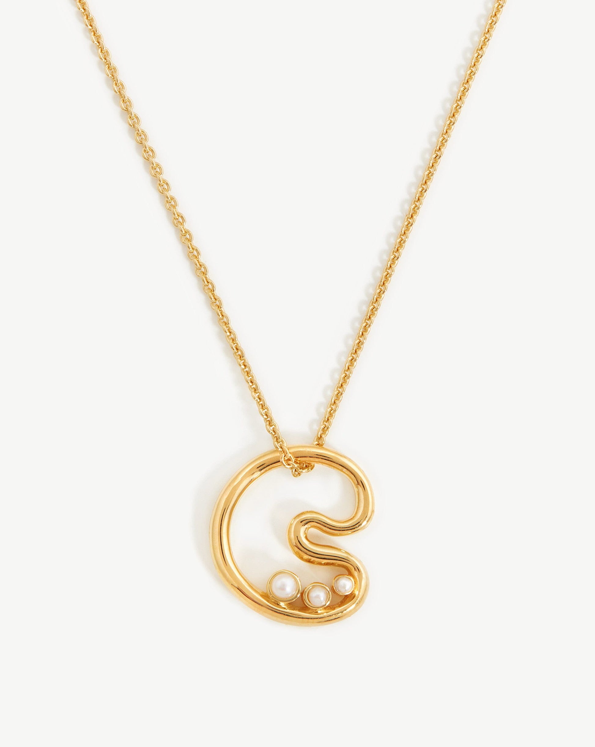 Chubby Pearl Initial Pendant Necklace - Initial C | 18ct Gold Plated Vermeil/Pearl Necklaces Missoma 