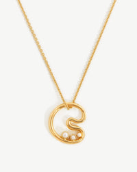 Chubby Pearl Initial Pendant Necklace - Initial C | 18ct Gold Plated Vermeil/Pearl Necklaces Missoma 