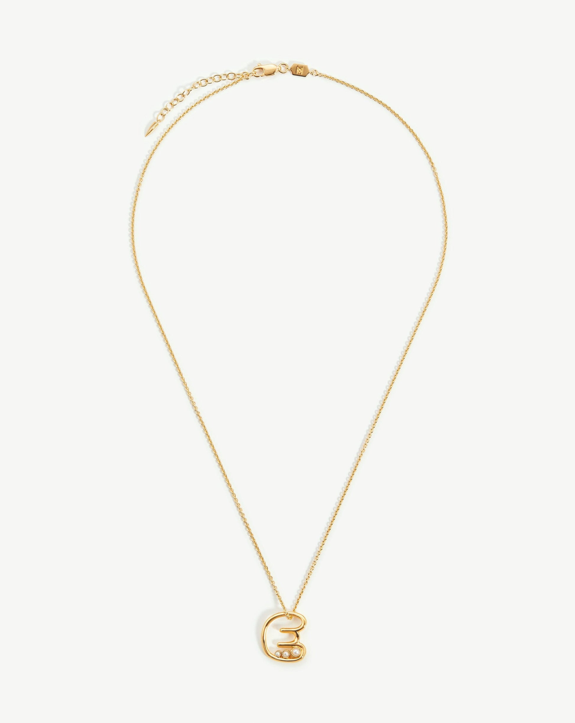 Chubby Pearl Initial Pendant Necklace - Initial E | 18ct Gold Plated Vermeil/Pearl Necklaces Missoma 