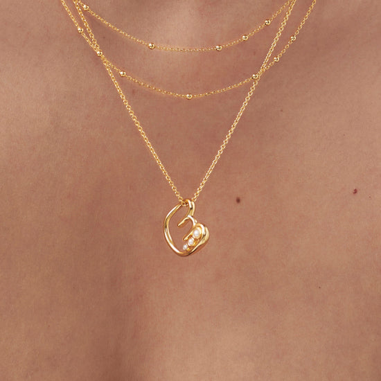 Chubby Pearl Initial Pendant Necklace - Initial E | 18ct Gold Plated Vermeil/Pearl Necklaces Missoma 