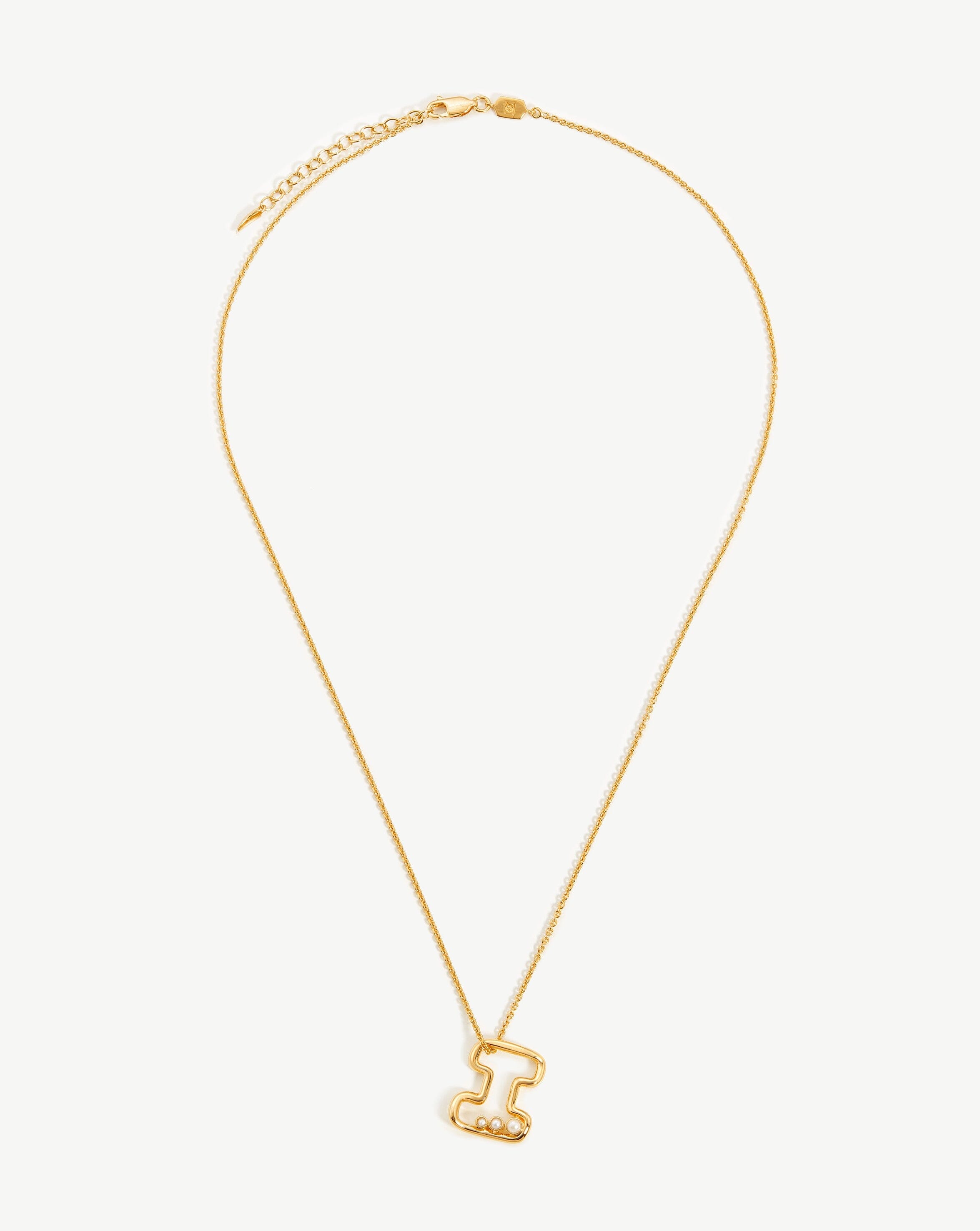 Chubby Pearl Initial Pendant Necklace - Initial I | 18ct Gold Plated Vermeil/Pearl Necklaces Missoma 