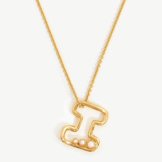 Chubby Pearl Initial Pendant Necklace - Initial I | 18ct Gold Plated Vermeil/Pearl Necklaces Missoma 