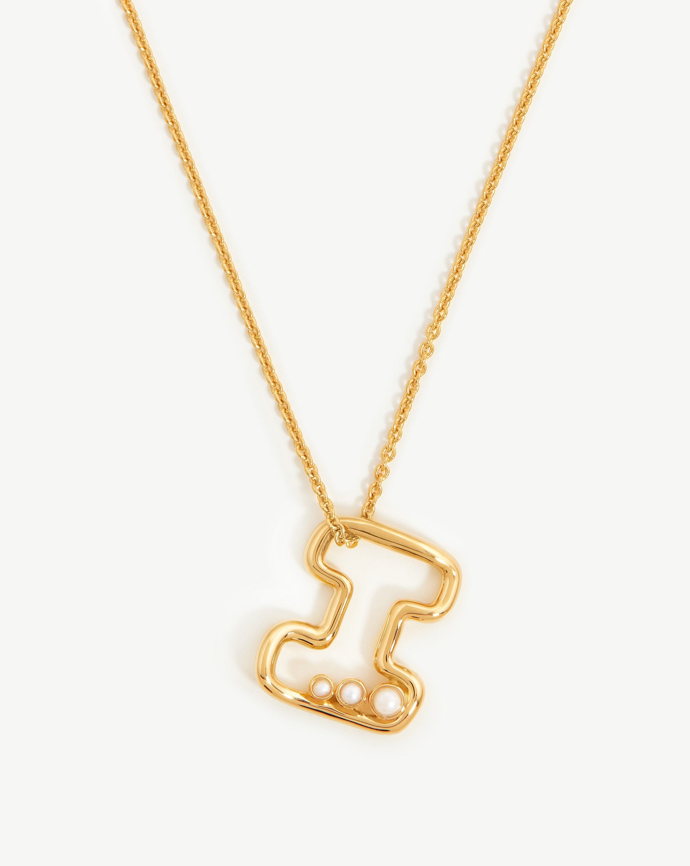Chubby Pearl Initial Pendant Necklace - Initial I | 18ct Gold Plated Vermeil/Pearl Necklaces Missoma 