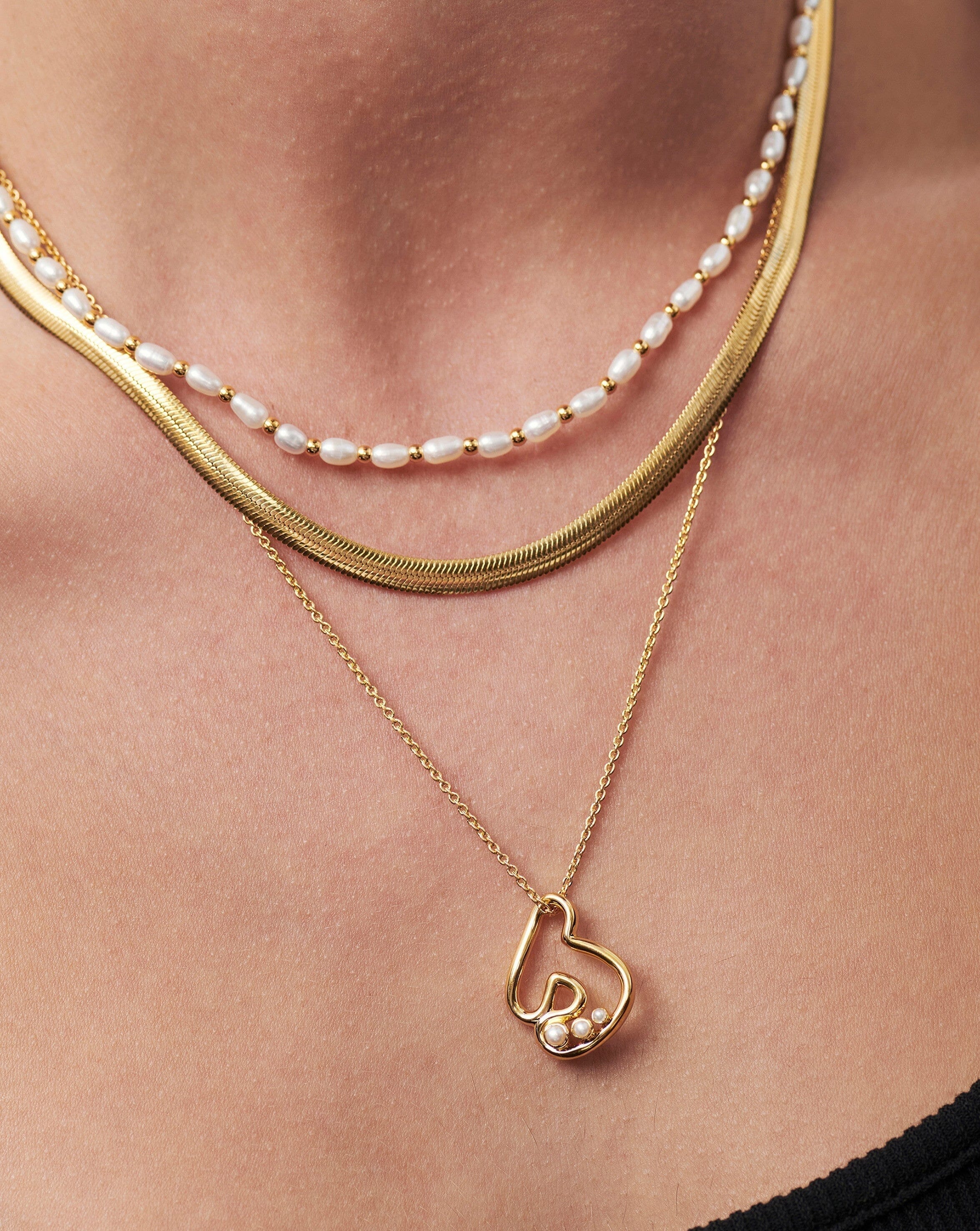Chubby Pearl Initial Pendant Necklace - Initial J | 18ct Gold Plated Vermeil/Pearl Necklaces Missoma 