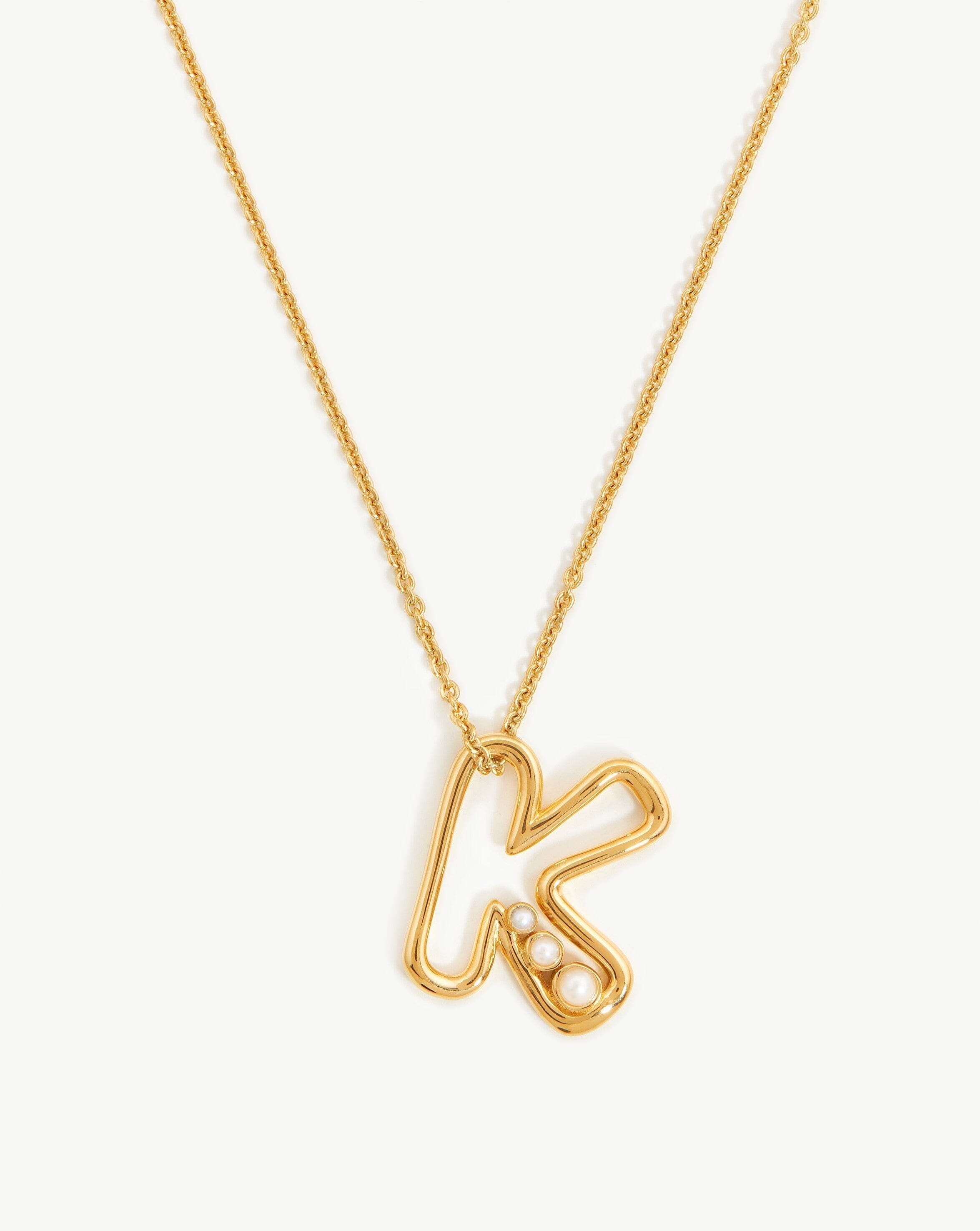 Chubby Pearl Initial Pendant Necklace - Initial K | 18ct Gold Plated Vermeil/Pearl Necklaces Missoma 