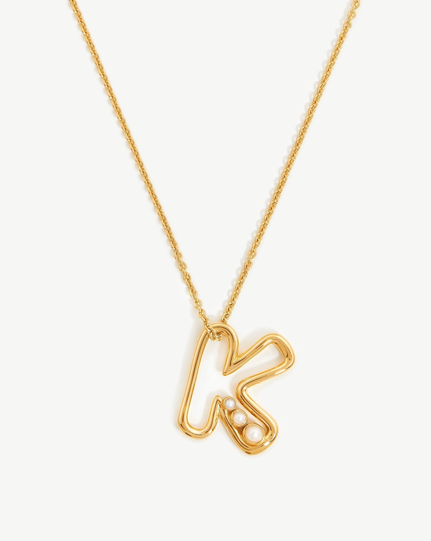 Chubby Pearl Initial Pendant Necklace - Initial K | 18ct Gold Plated Vermeil/Pearl Necklaces Missoma 
