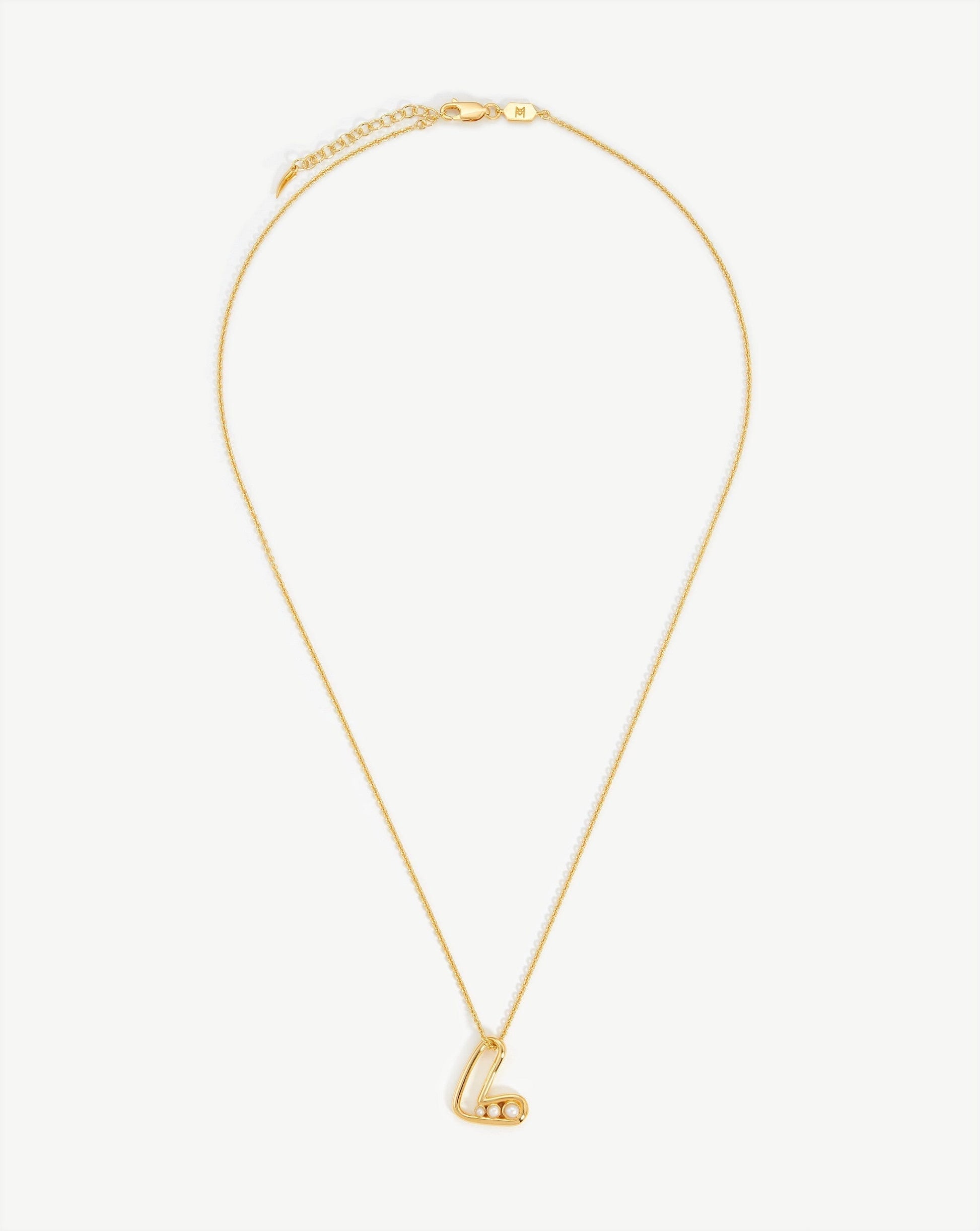 Chubby Pearl Initial Pendant Necklace - Initial L | 18ct Gold Plated Vermeil/Pearl Necklaces Missoma 
