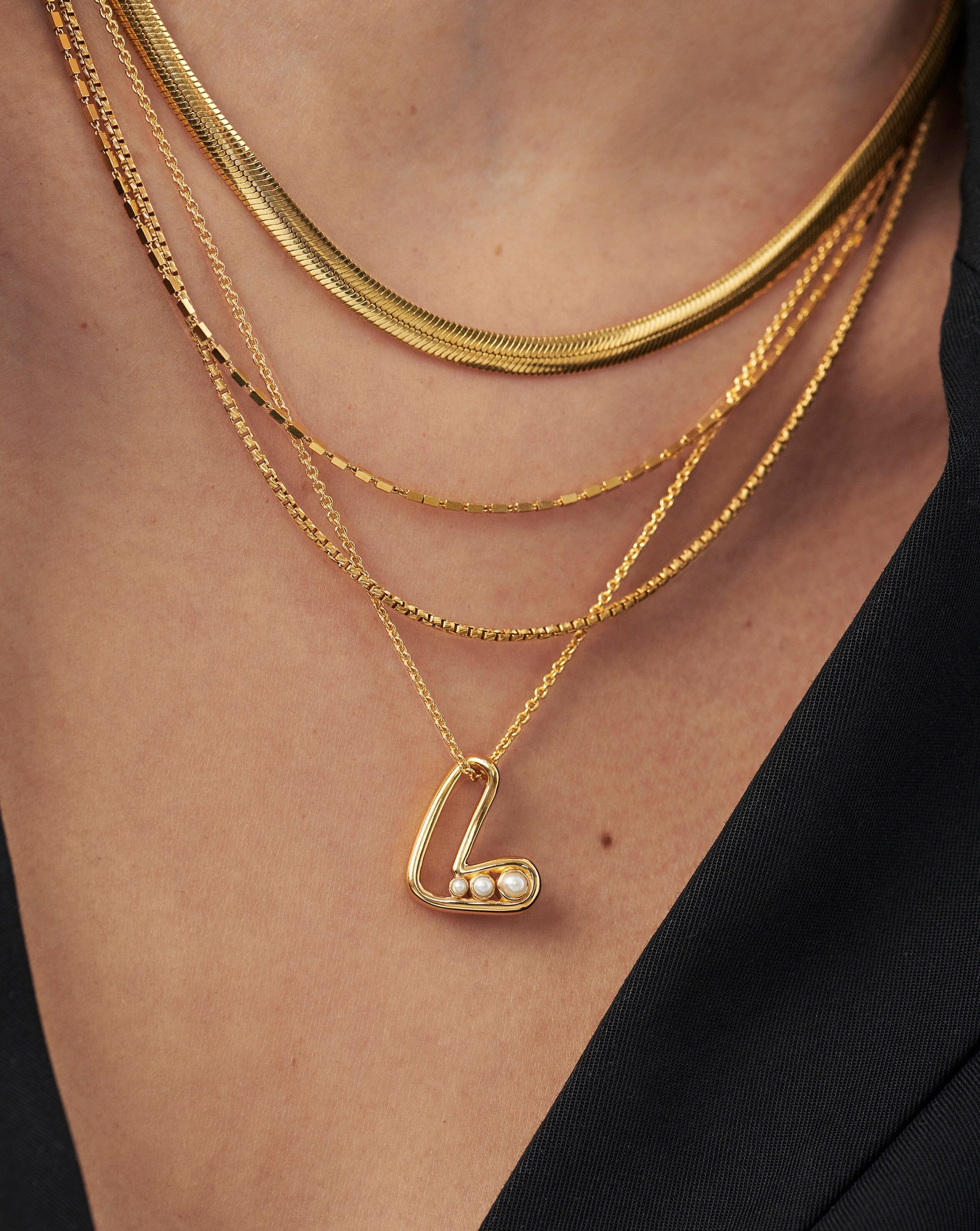 Chubby Pearl Initial Pendant Necklace - Initial L | 18ct Gold Plated Vermeil/Pearl Necklaces Missoma 