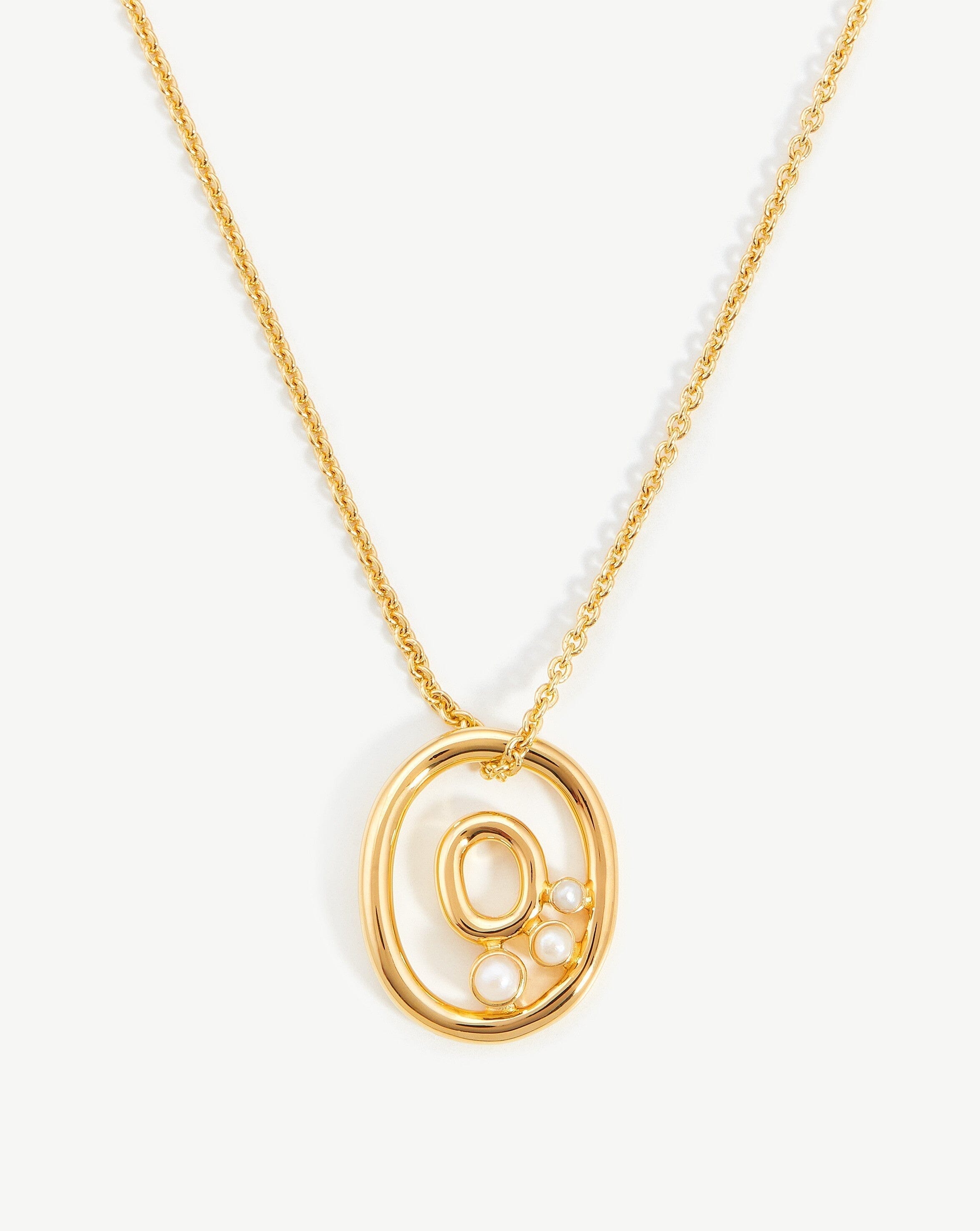 Chubby Pearl Initial Pendant Necklace - Initial O | 18ct Gold Plated Vermeil/Pearl Necklaces Missoma 