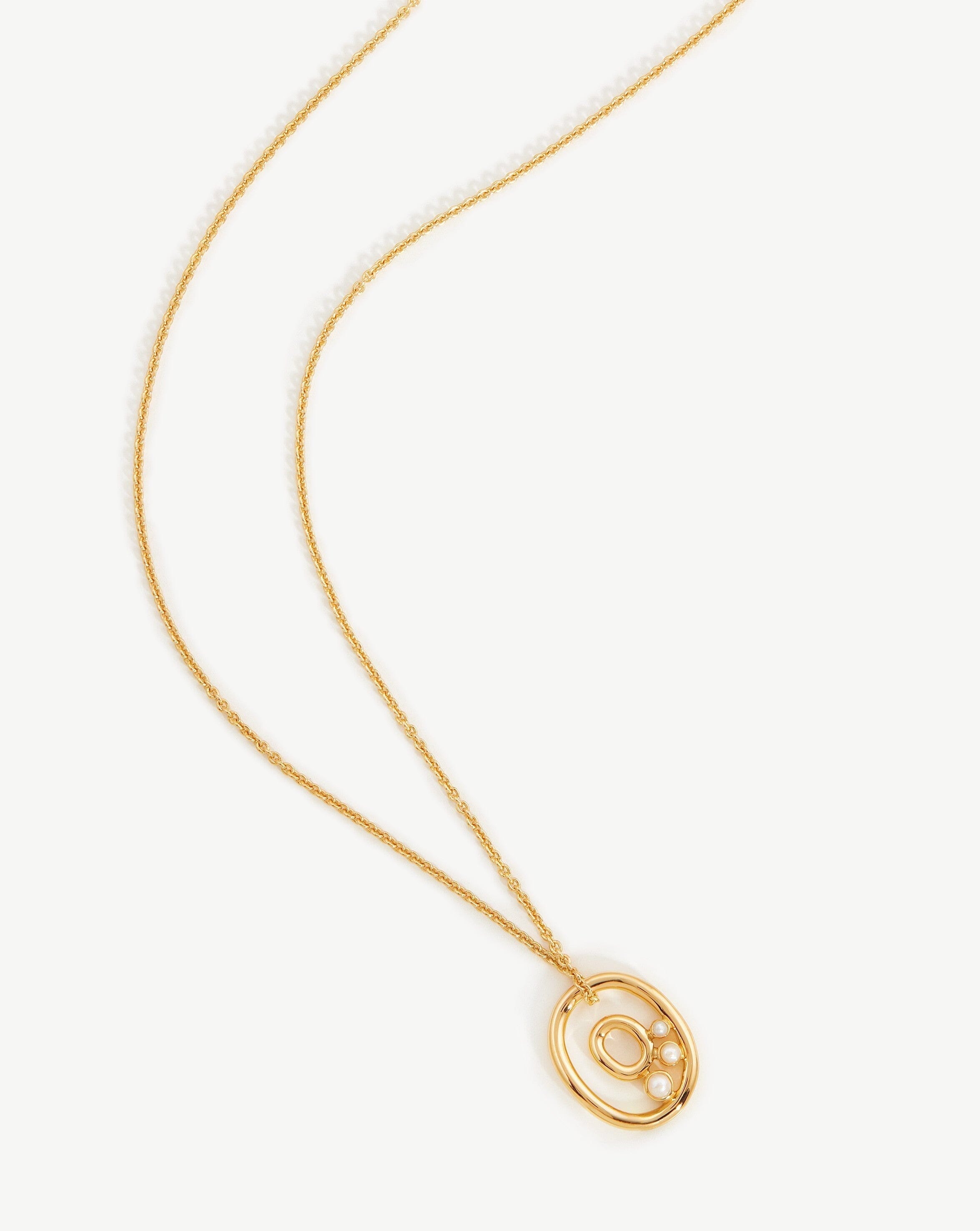 Chubby Pearl Initial Pendant Necklace - Initial O | 18ct Gold Plated Vermeil/Pearl Necklaces Missoma 