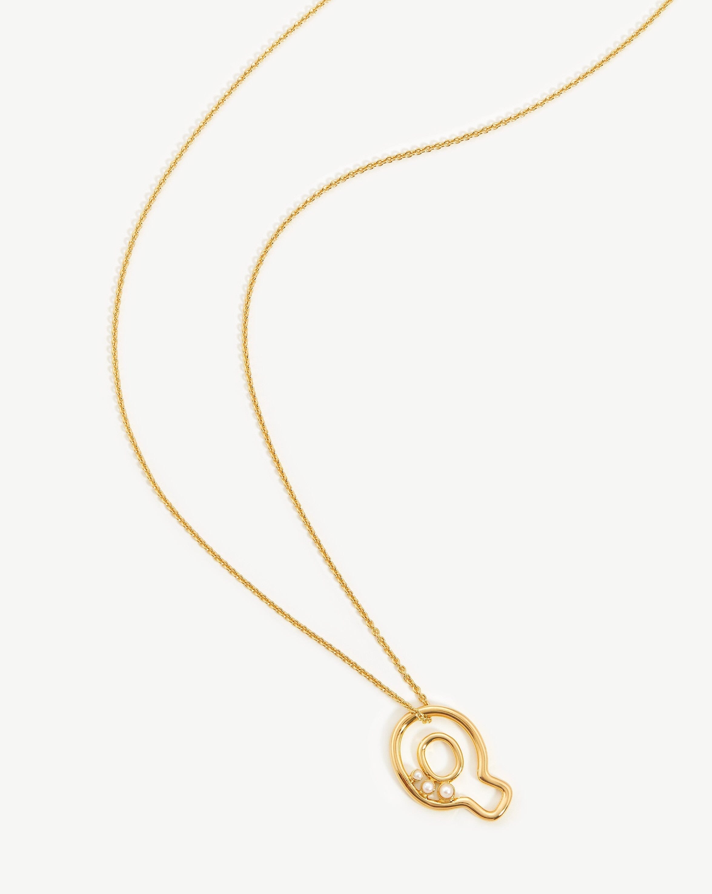 Chubby Pearl Initial Pendant Necklace - Initial Q | 18ct Gold Plated Vermeil/Pearl Necklaces Missoma 