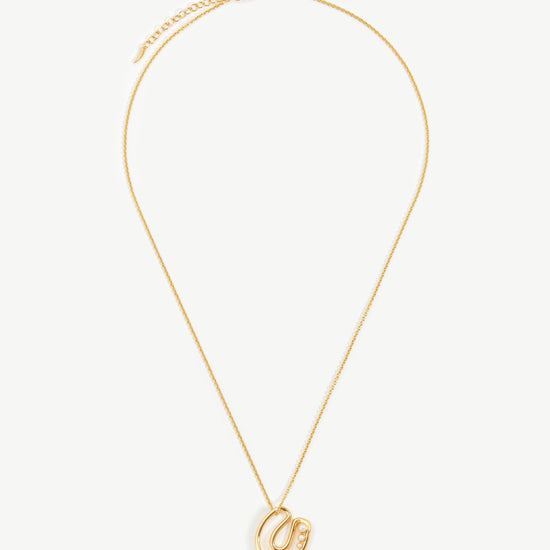 Chubby Pearl Initial Pendant Necklace - Initial U | 18ct Gold Plated Vermeil/Pearl Necklaces Missoma 