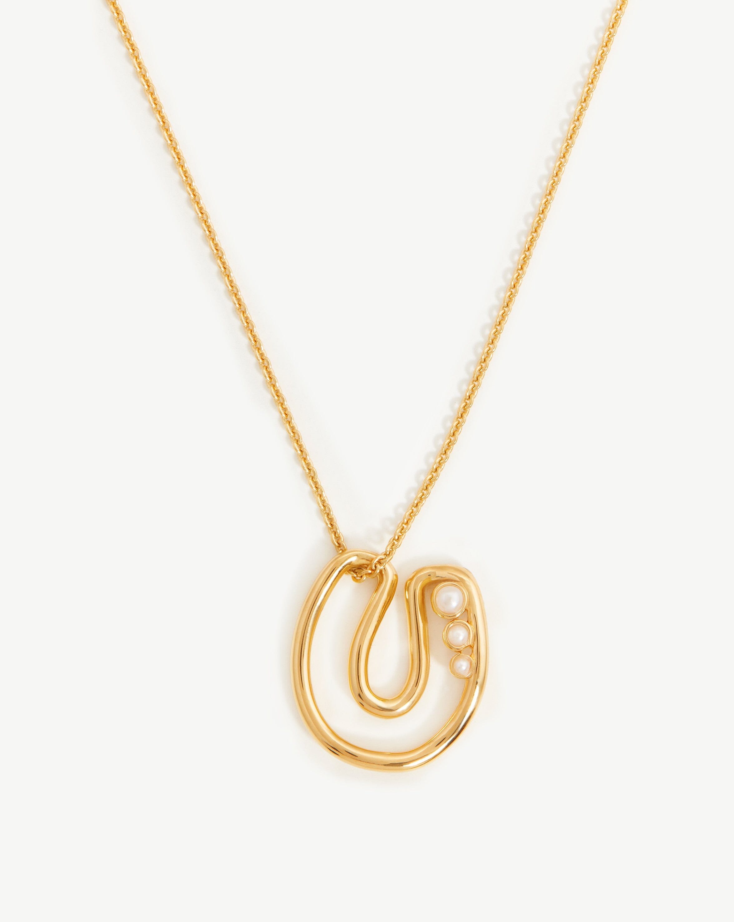 Chubby Pearl Initial Pendant Necklace - Initial U | 18ct Gold Plated Vermeil/Pearl Necklaces Missoma 