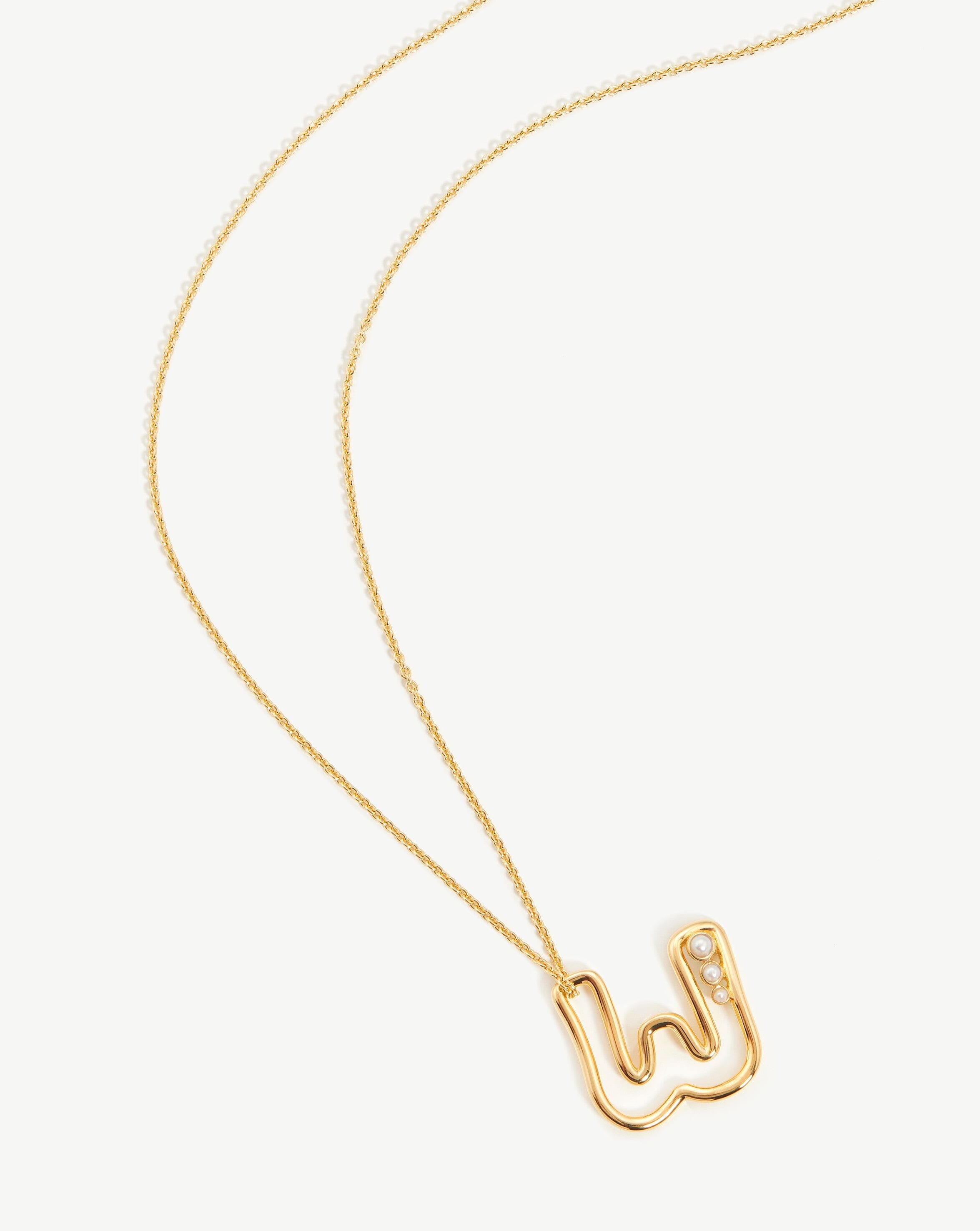 Chubby Pearl Initial Pendant Necklace - Initial W | 18ct Gold Plated Vermeil/Pearl Necklaces Missoma 