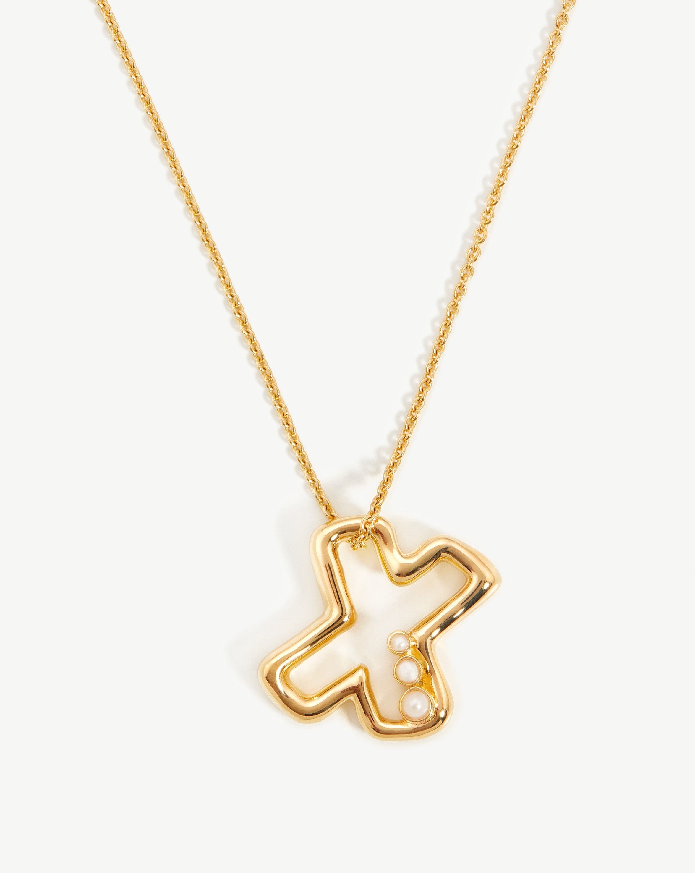 Chubby Pearl Initial Pendant Necklace - Initial X | 18ct Gold Plated Vermeil/Pearl Necklaces Missoma 