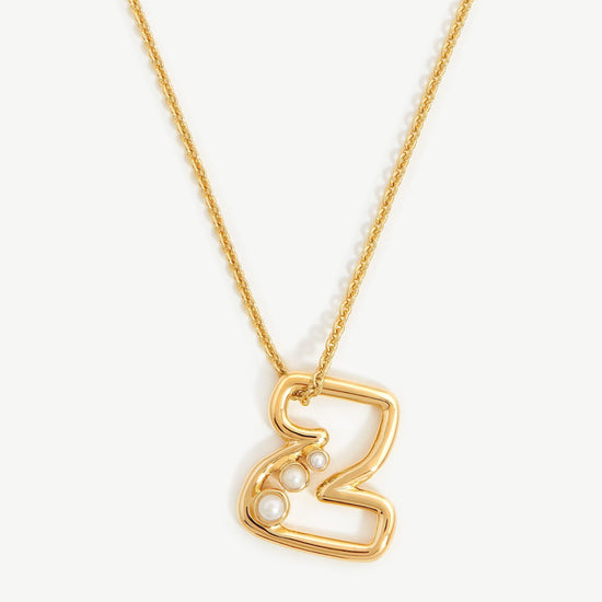 Chubby Pearl Initial Pendant Necklace - Initial Z | 18ct Gold Plated Vermeil/Pearl Necklaces Missoma 