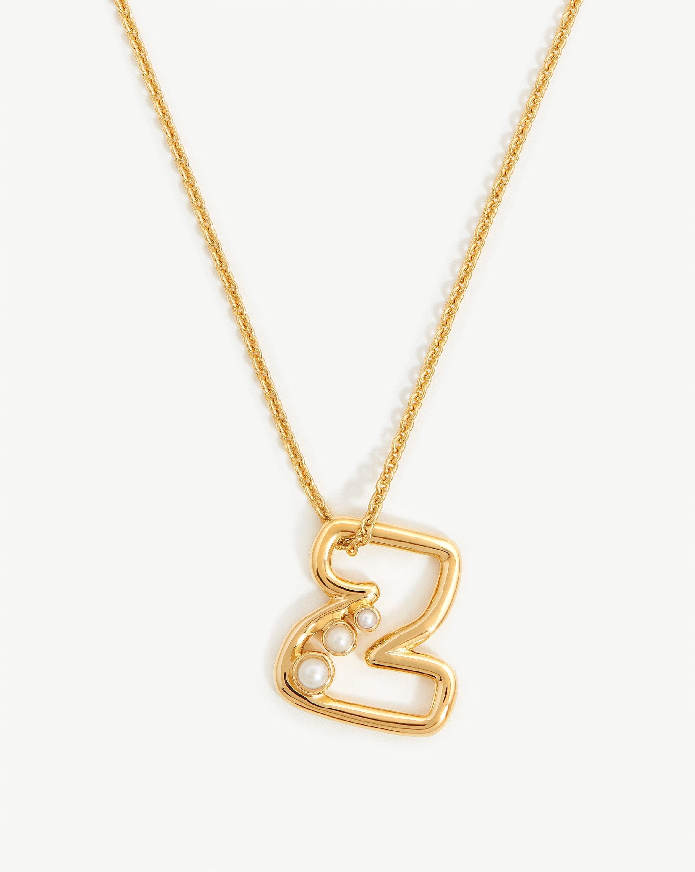 Chubby Pearl Initial Pendant Necklace - Initial Z | 18ct Gold Plated Vermeil/Pearl Necklaces Missoma 