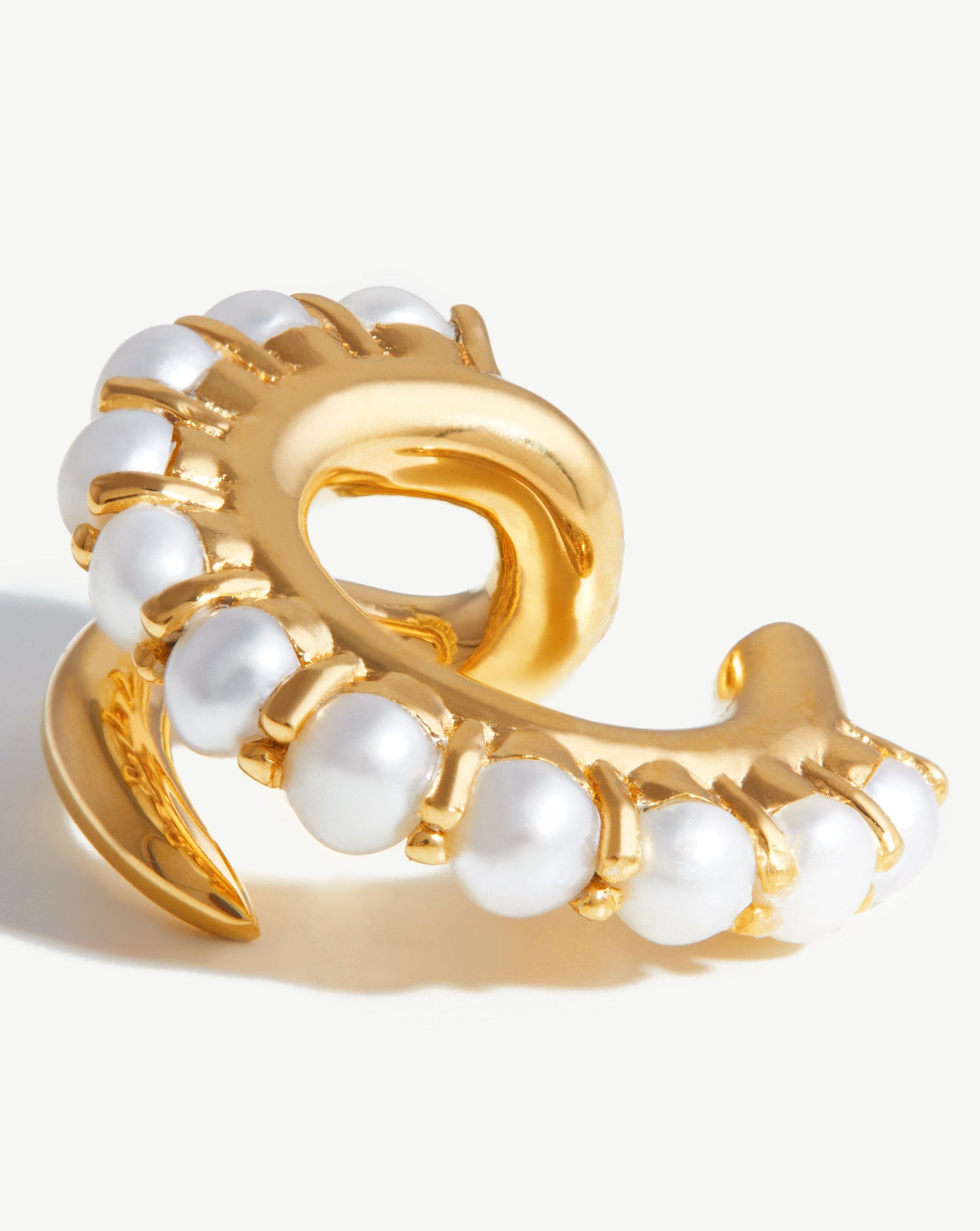 Chunky Claw Pearl Ear Cuff | 18ct Gold Plated/Pearl Earrings Missoma 