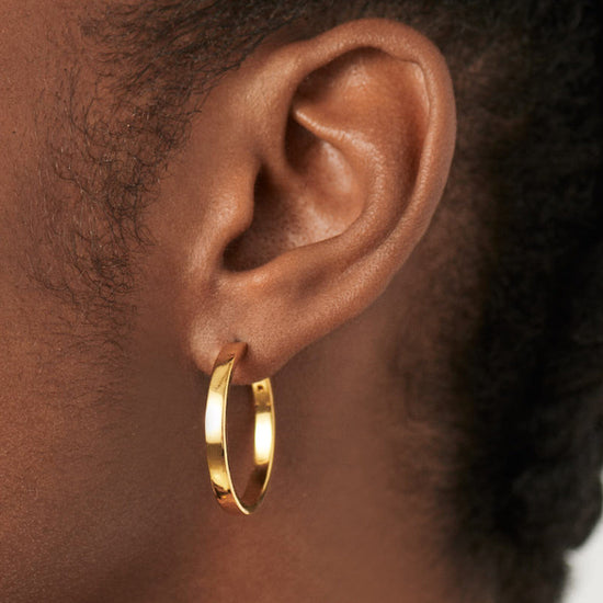Classic Flat Medium Hoop Earrings | 18ct Gold Plated Vermeil Earrings Missoma 
