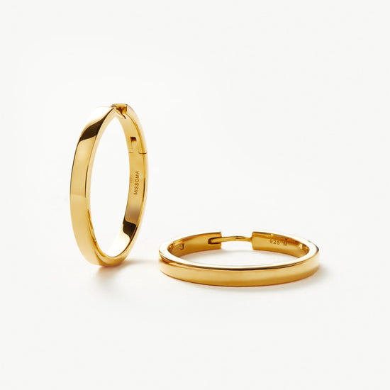 Classic Flat Medium Hoop Earrings | 18ct Gold Plated Vermeil Earrings Missoma 