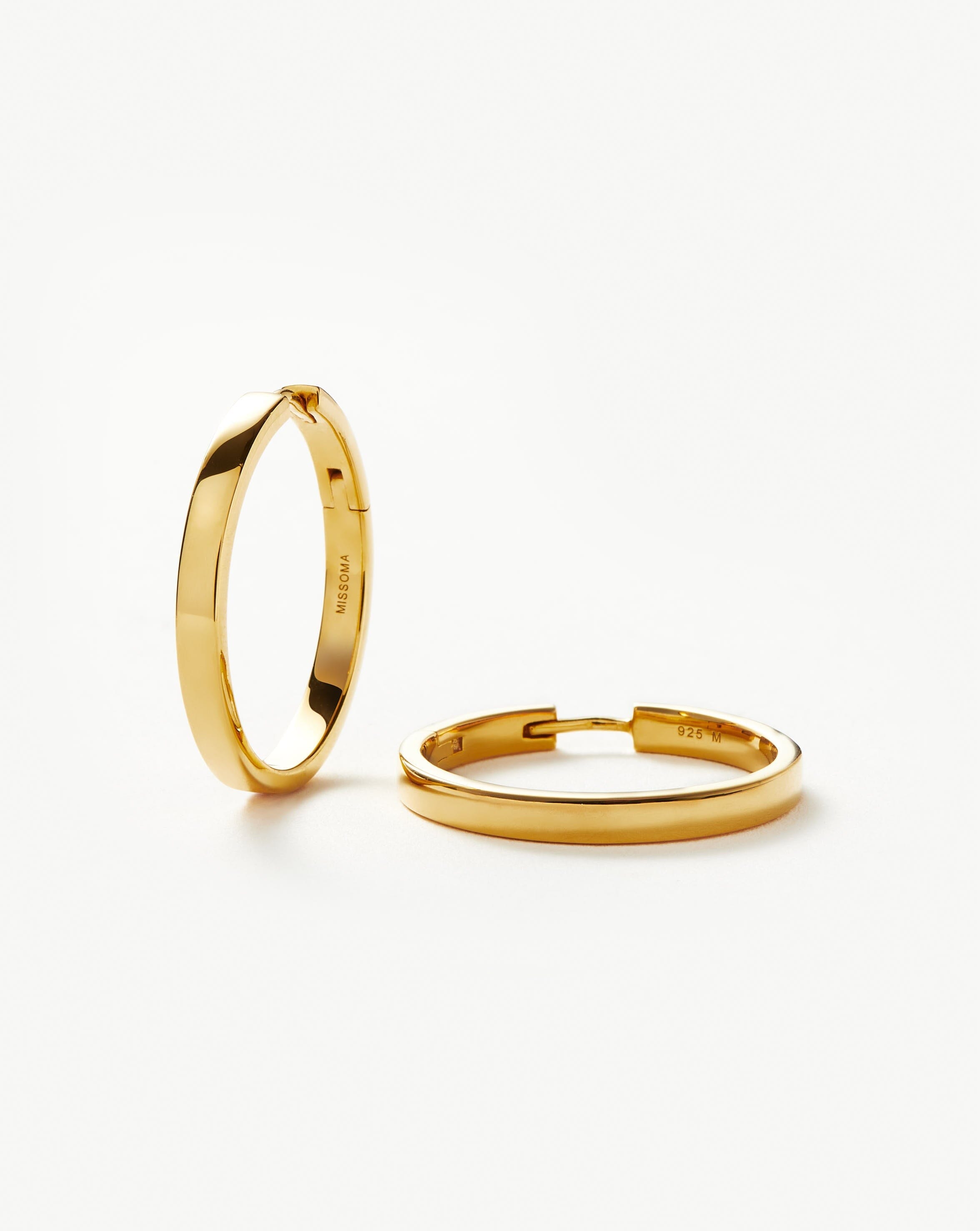 Classic Flat Medium Hoop Earrings | 18ct Gold Plated Vermeil Earrings Missoma 