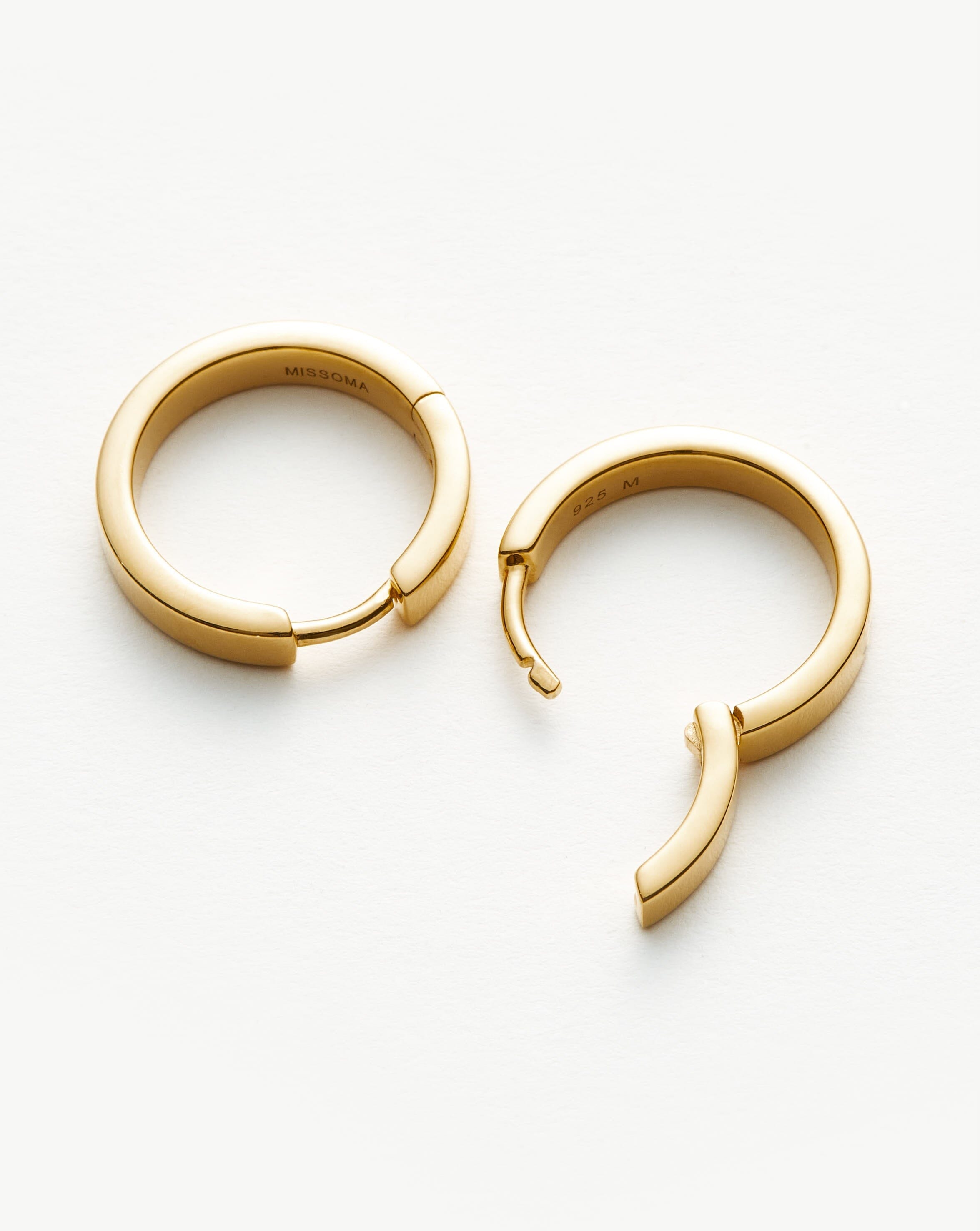 Missoma Classic Flat Small Hoop Earrings | 18ct Gold Plated Vermeil