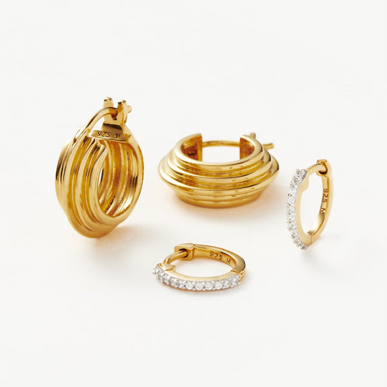 Classic Ridge Mini Hoop Earring Set | 18ct Gold Plated Vermeil Layering Sets Missoma 18ct Gold Plated Vermeil 