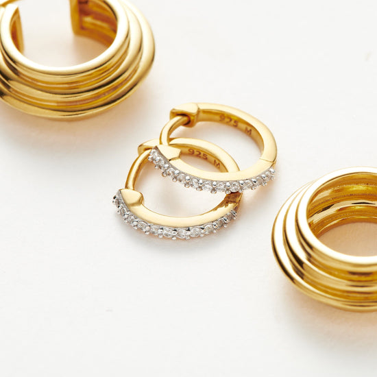 Classic Ridge Mini Hoop Earring Set | 18ct Gold Plated Vermeil Layering Sets Missoma 
