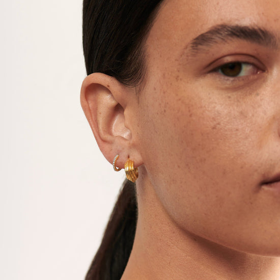 Classic Ridge Mini Hoop Earring Set | 18ct Gold Plated Vermeil Layering Sets Missoma 