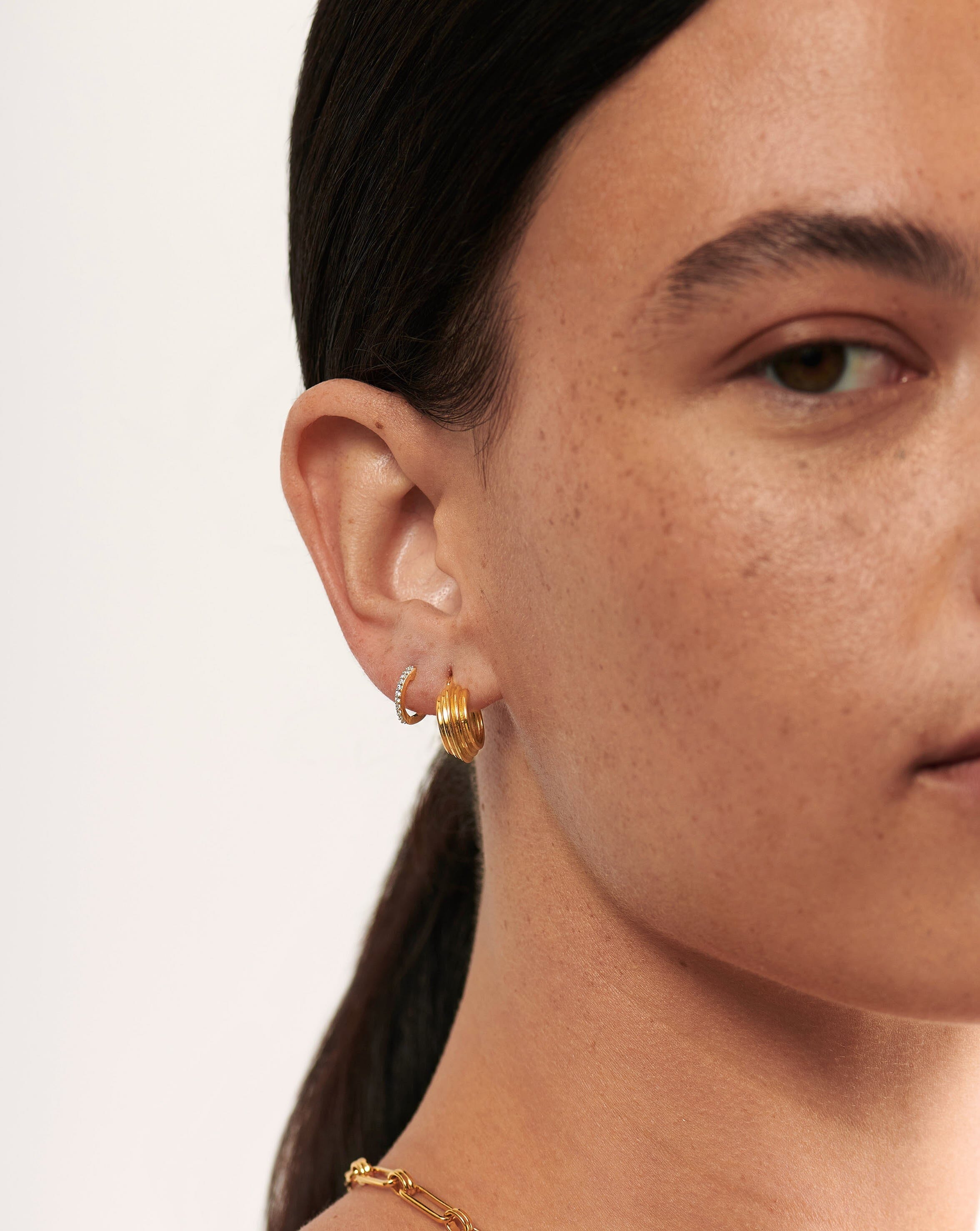 Missoma Classic Flat Small Hoop Earrings | 18ct Gold Plated Vermeil