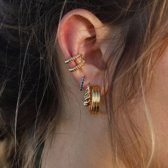Classic Stone Huggies | 18ct Gold Plated Vermeil/Blue Zirconia Earrings Missoma 