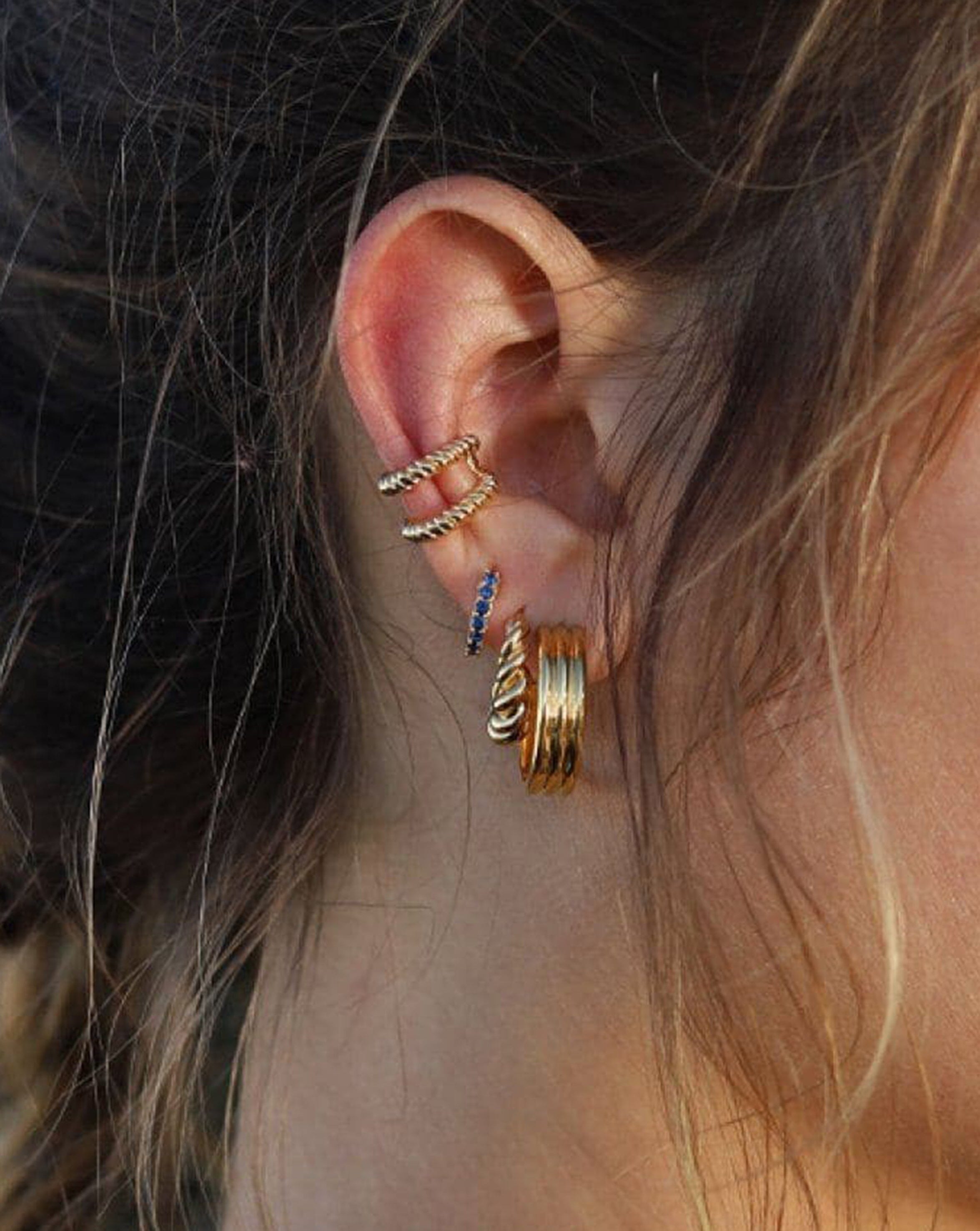 Classic Stone Huggies | 18ct Gold Plated Vermeil/Blue Zirconia Earrings Missoma 