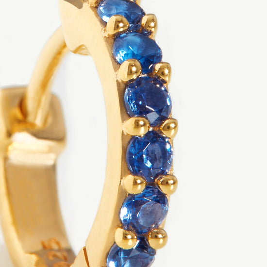 Classic Stone Huggies | 18ct Gold Plated Vermeil/Blue Zirconia Earrings Missoma 