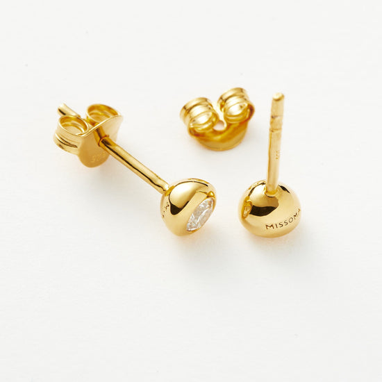 Classic Stone Stud Earrings | 18ct Gold Plated Vermeil/Cubic Zirconia Earrings Missoma 
