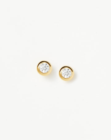 Classic Stone Stud Earrings | 18ct Gold Plated Vermeil/Cubic Zirconia Earrings Missoma 