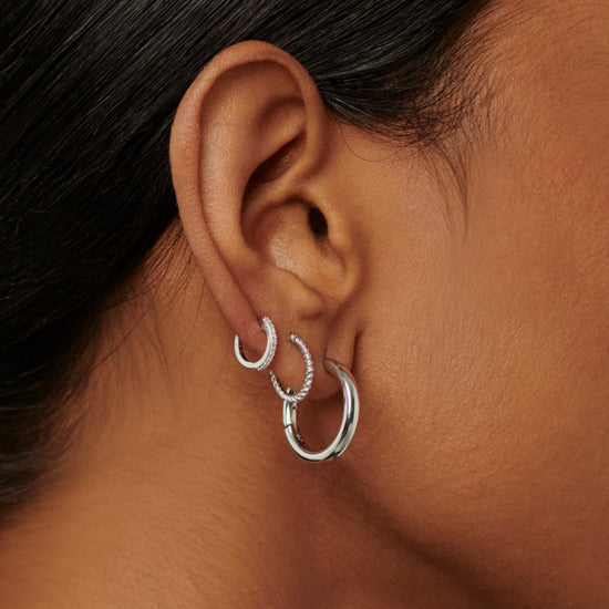 Classic Tunnel Medium Hoop Earrings | Silver Plated Earrings Missoma 