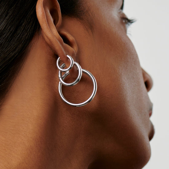 Classic Tunnel Medium Hoop Earrings | Silver Plated Earrings Missoma 