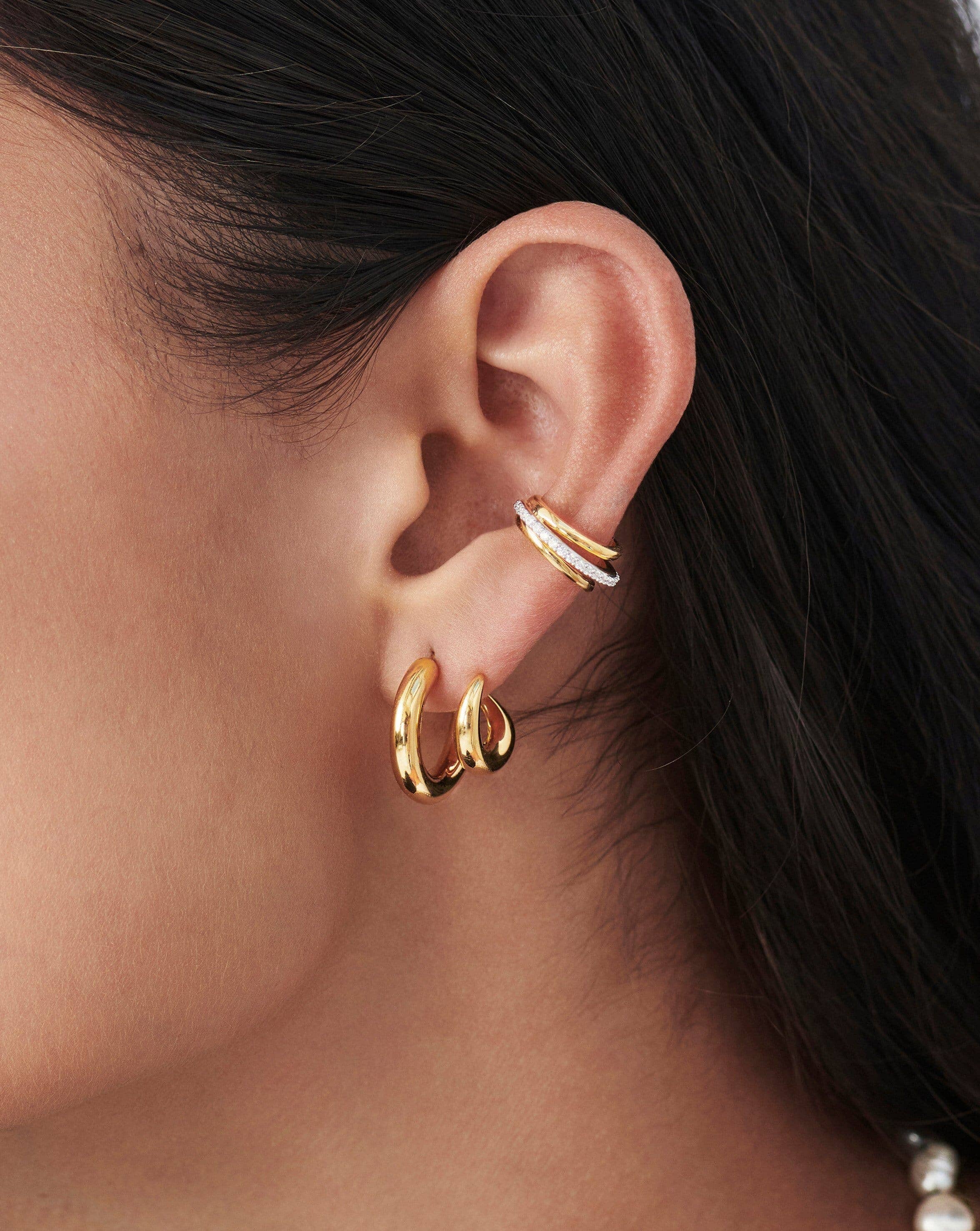 Claw Chunky Double Hoop Earrings | 18ct Gold Plated Earrings Missoma 