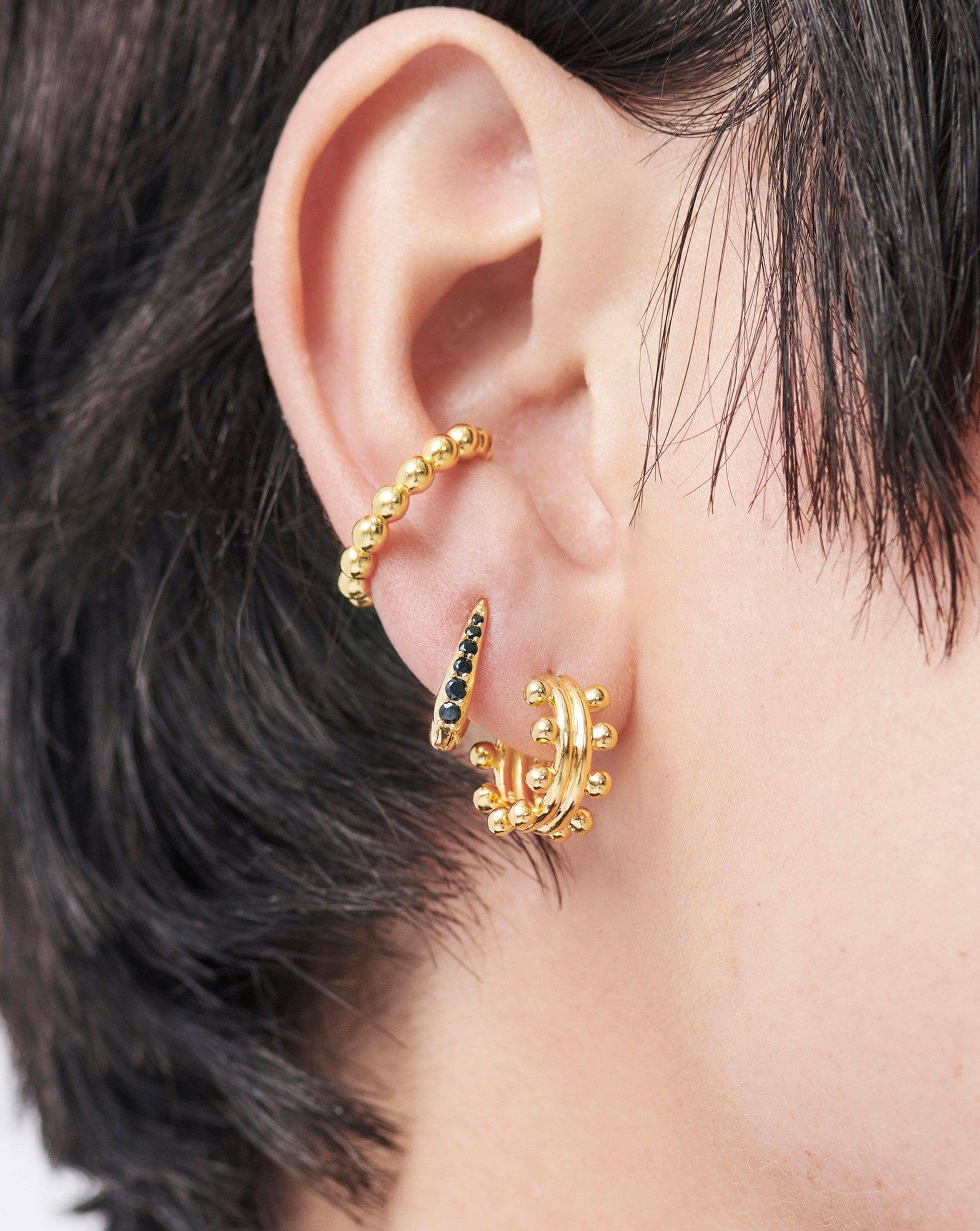 Claw Huggies | 18ct Gold Plated Vermeil/Black Pavé Earrings Missoma 