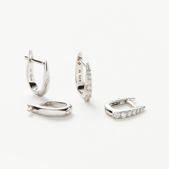 Claw Huggies Earring Set Layering Sets Missoma Sterling Silver/Pavé 