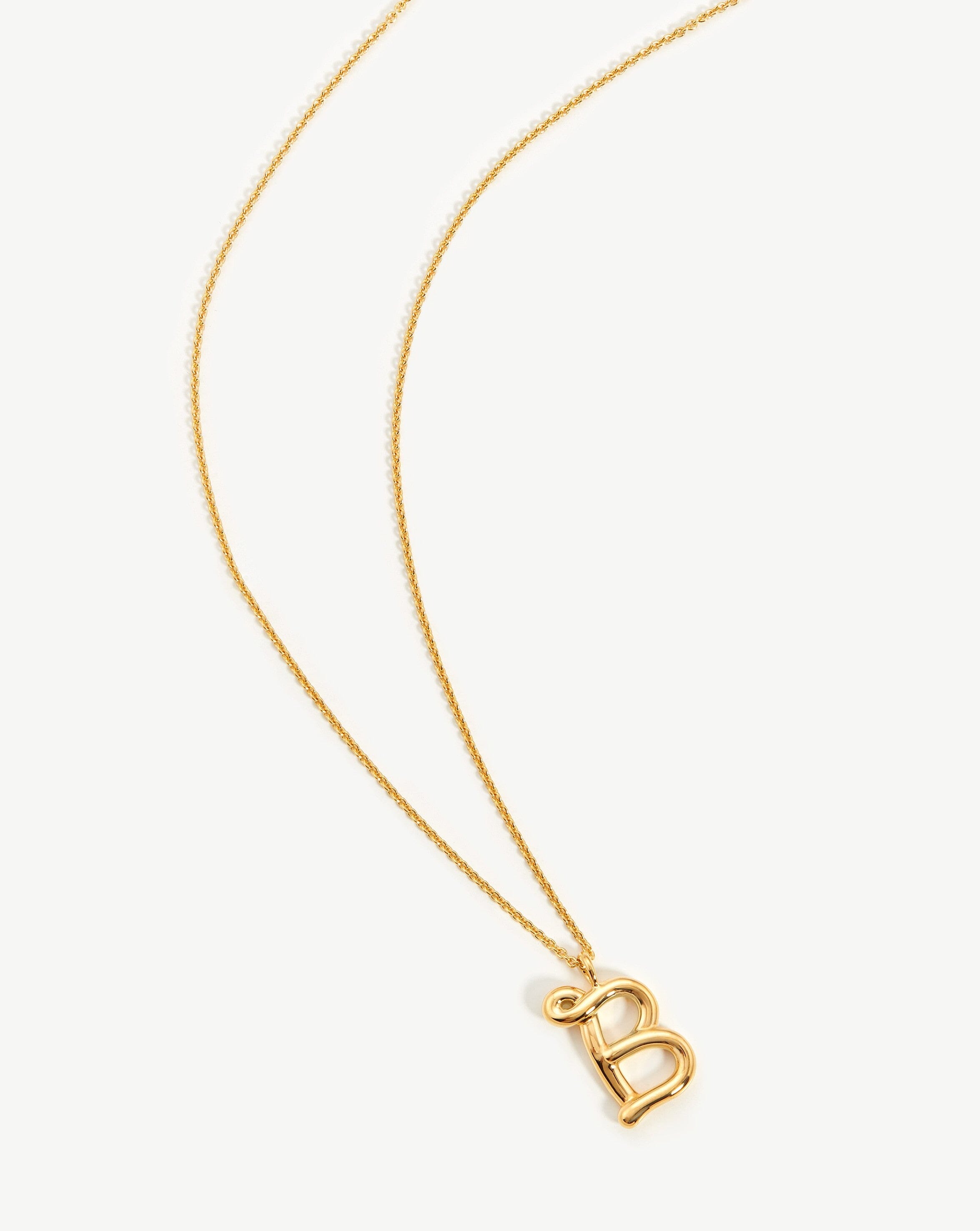 Curly Molten Initial Pendant Necklace - Initial B | 18ct Gold Plated Vermeil Necklaces Missoma 
