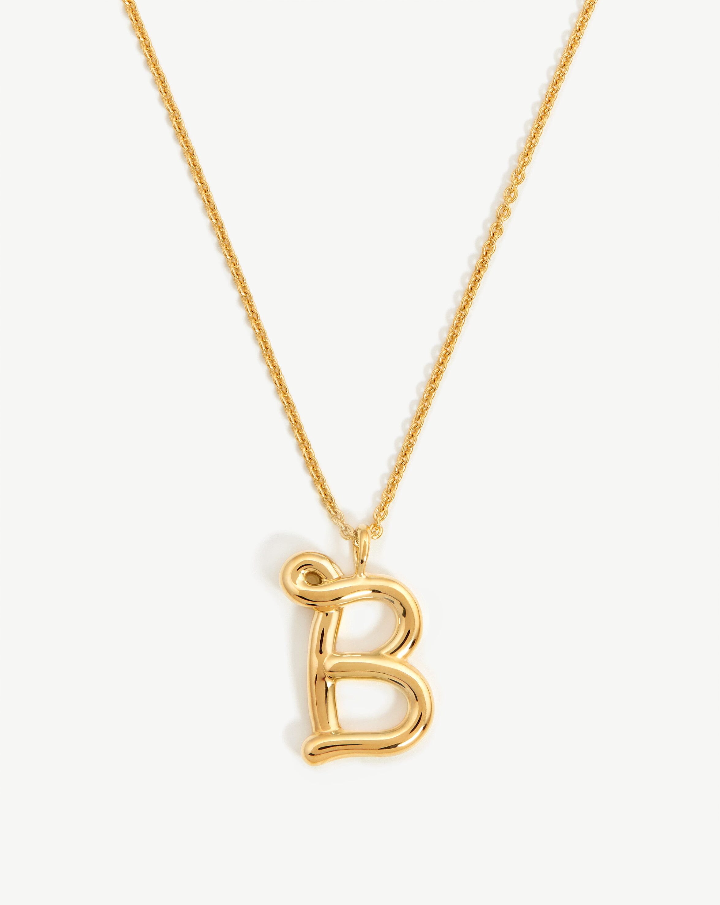 Curly Molten Initial Pendant Necklace - Initial B | 18ct Gold Plated V
