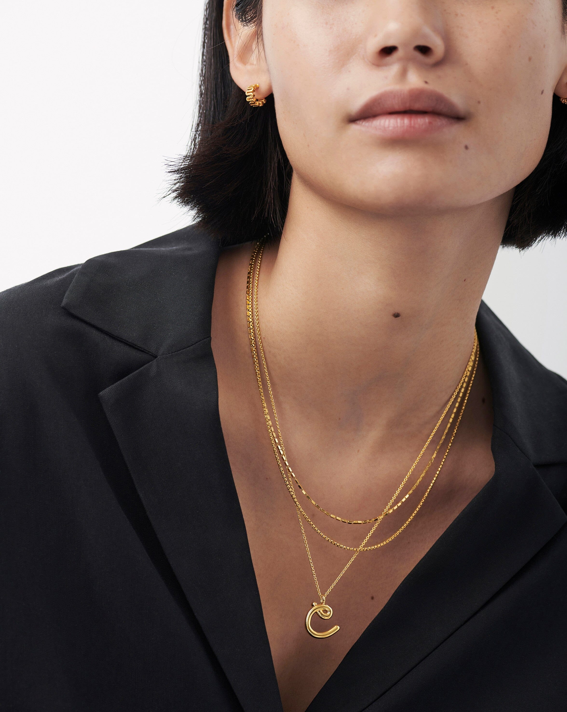 Curly Molten Initial Pendant Necklace - Initial C | 18ct Gold Plated Vermeil Necklaces Missoma 