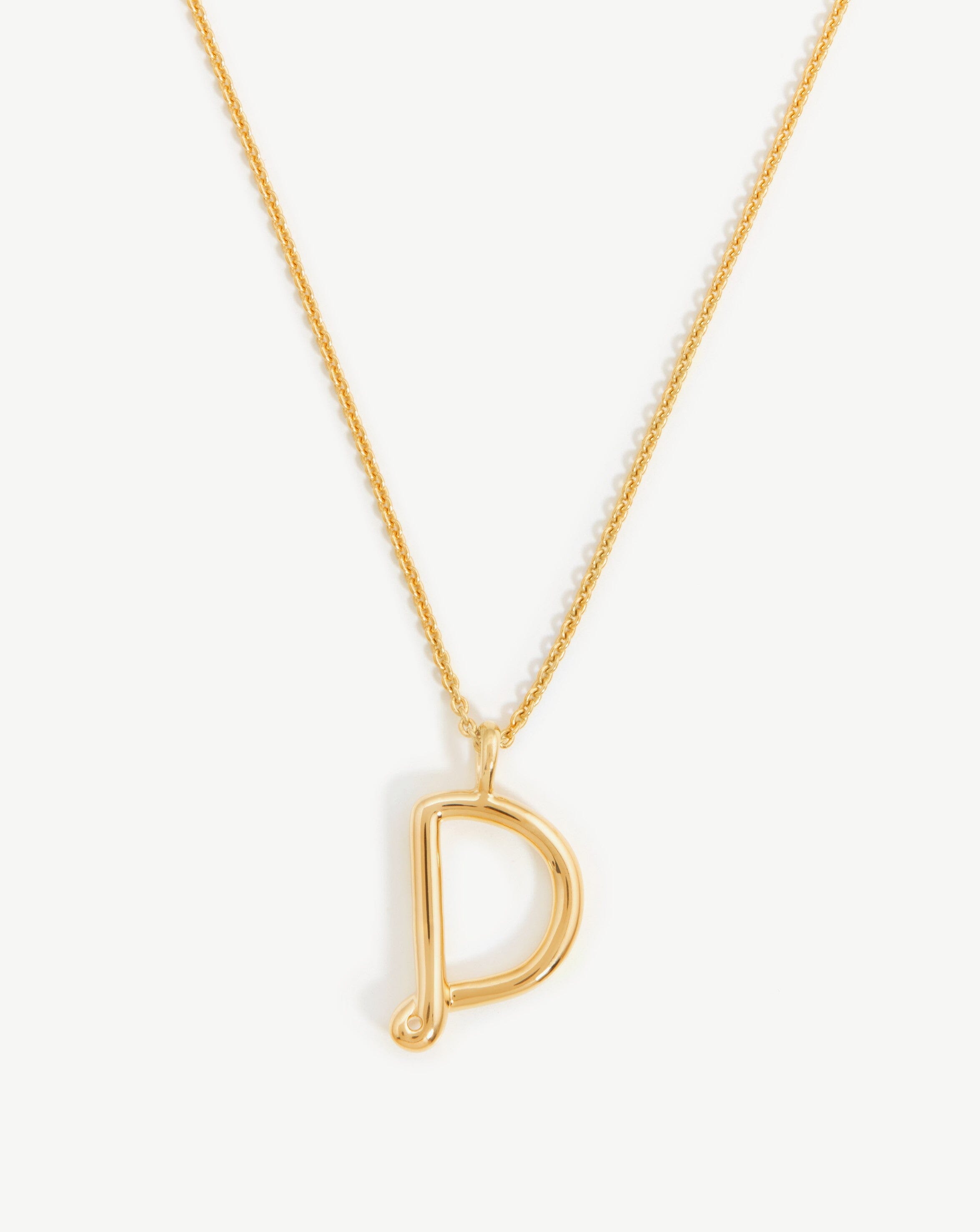 Curly Molten Initial Pendant Necklace - Initial D | 18ct Gold Plated V ...