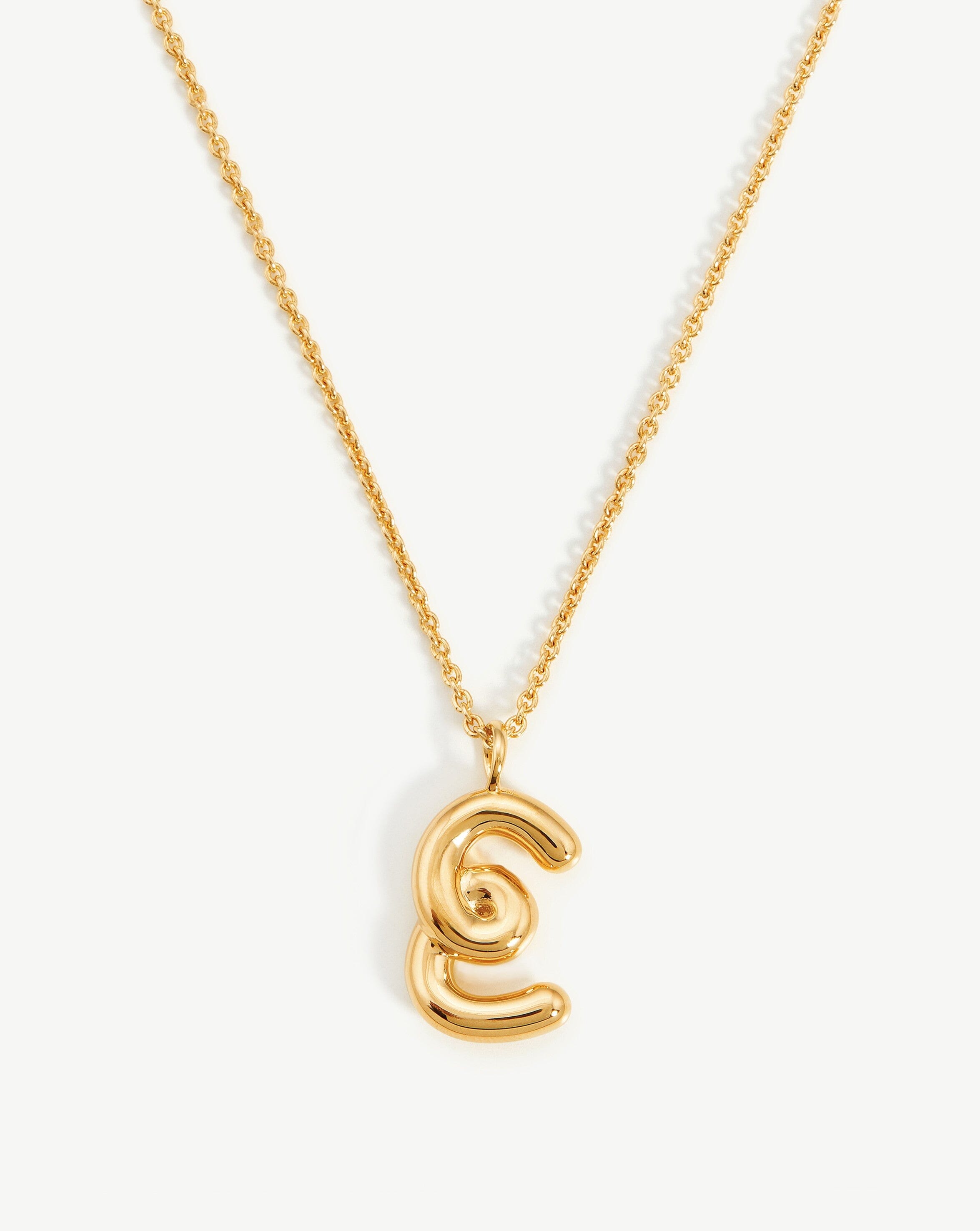 Curly Molten Initial Pendant Necklace - Initial E | 18ct Gold Vermeil ...