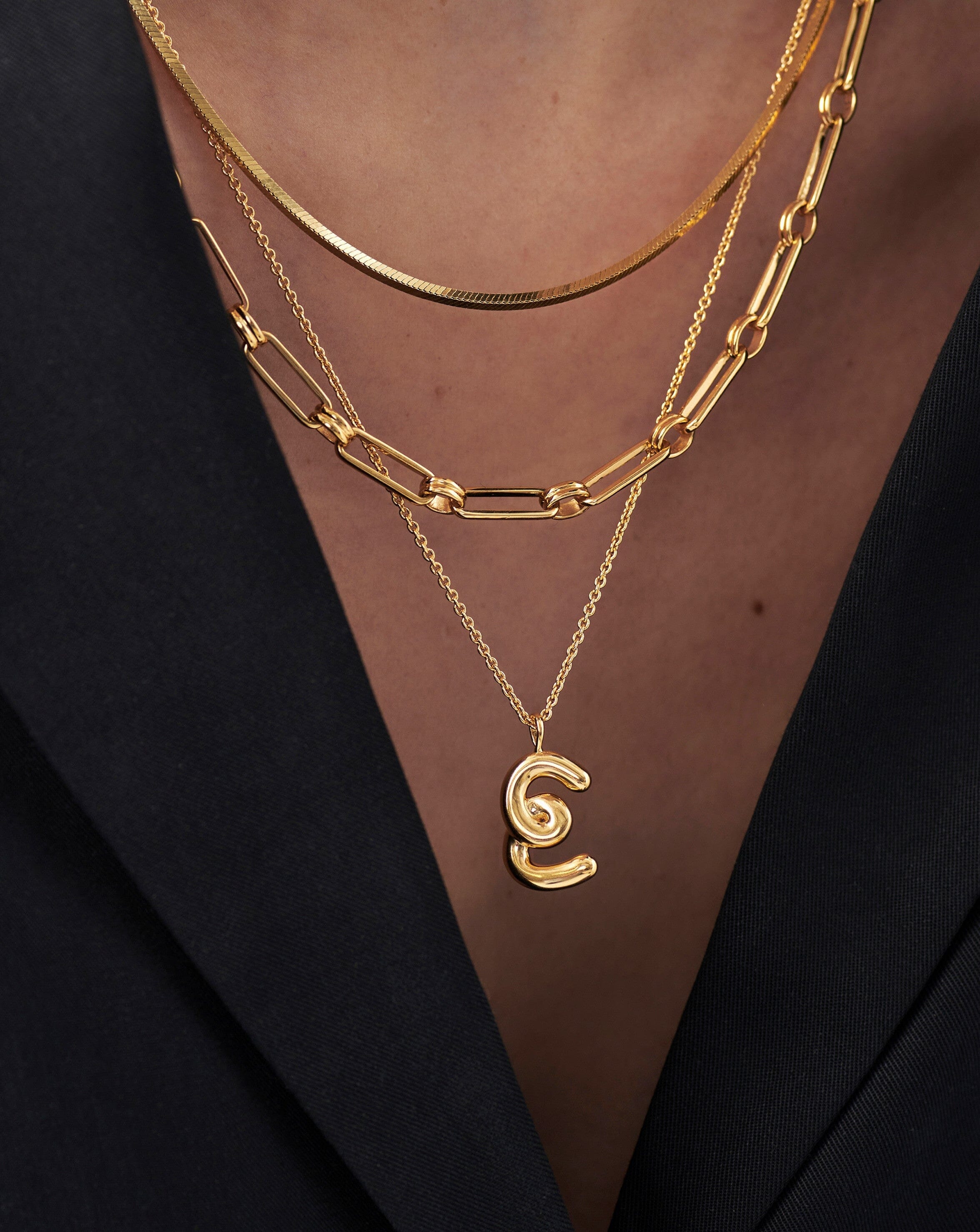 Curly Molten Initial Pendant Necklace - Initial E | 18ct Gold Plated Vermeil Necklaces Missoma 