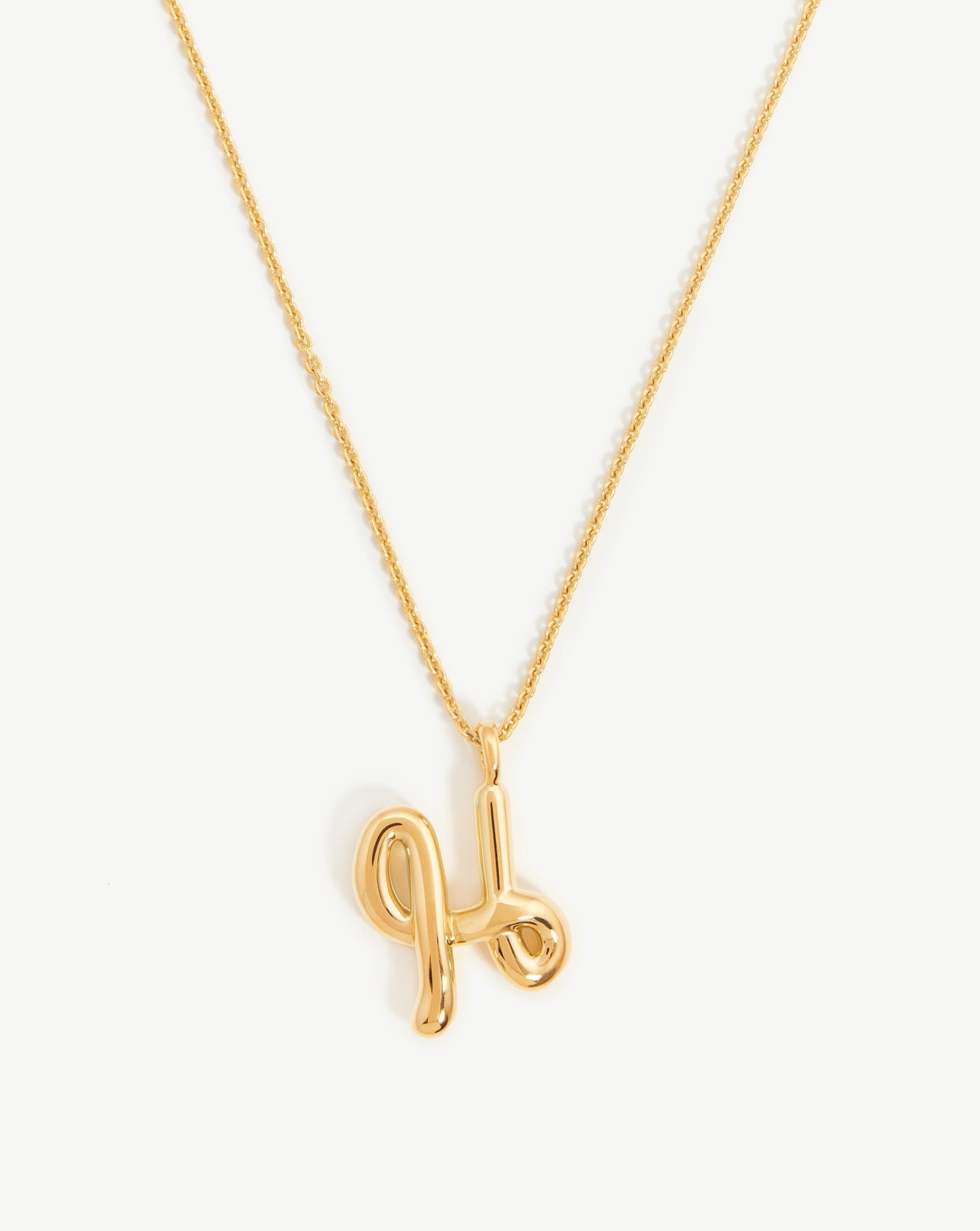 Curly Molten Initial Pendant Necklace - Initial H | 18ct Gold Plated Vermeil Necklaces Missoma 