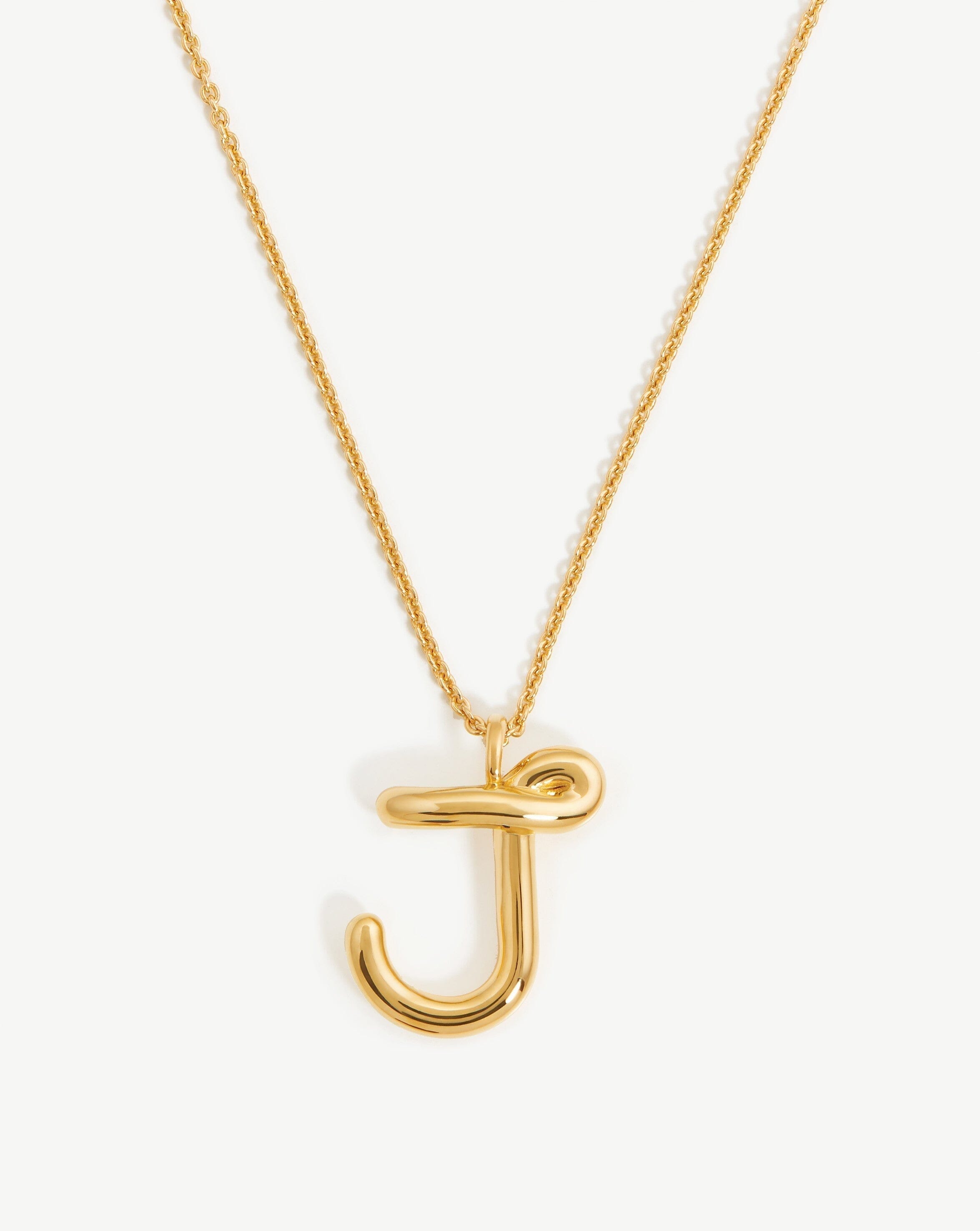 Curly Molten Initial Pendant Necklace - Initial J | 18ct Gold Plated Vermeil Necklaces Missoma 